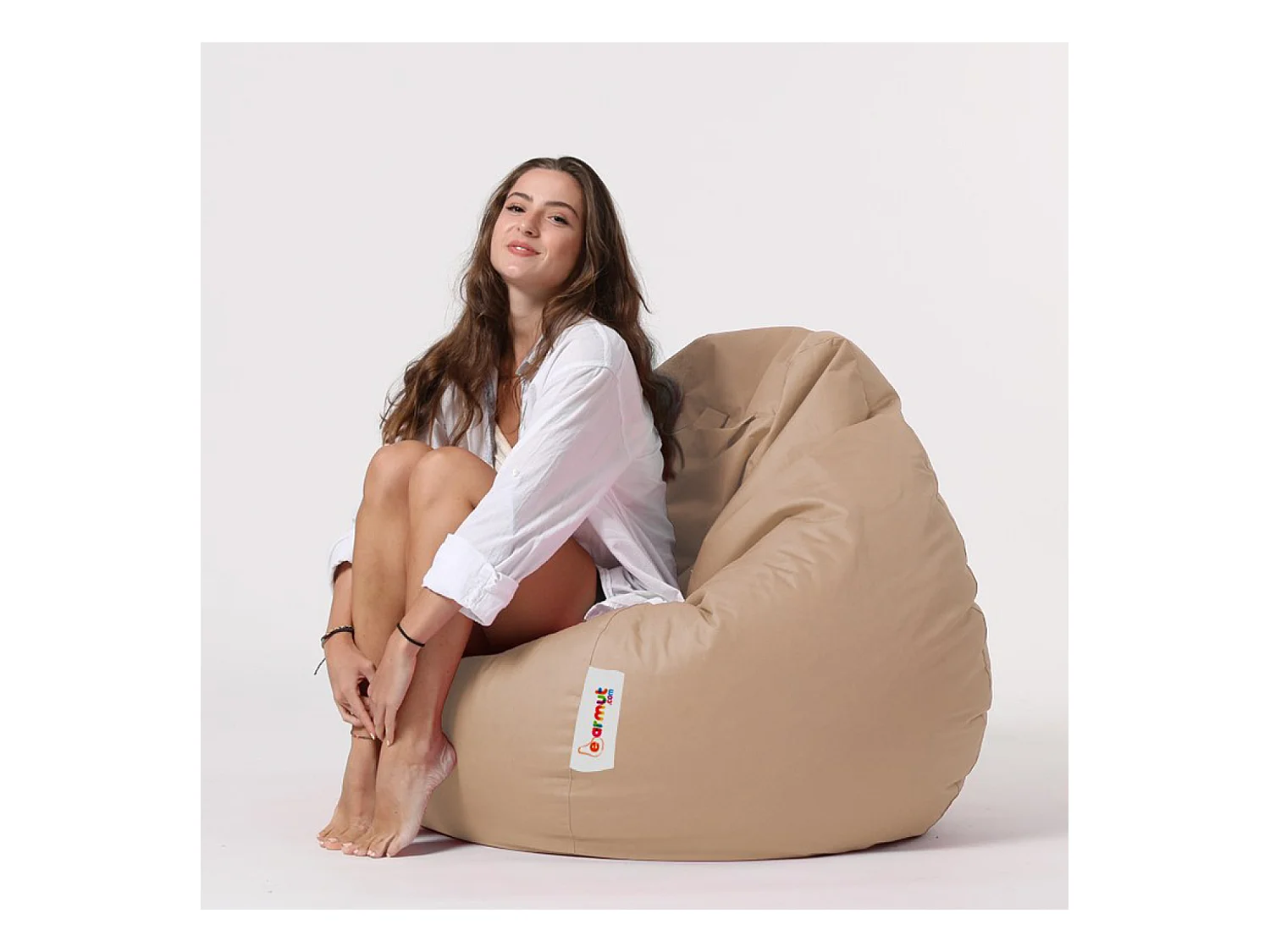 Pouf poire d'extérieur 130x115cm taupe OHAU