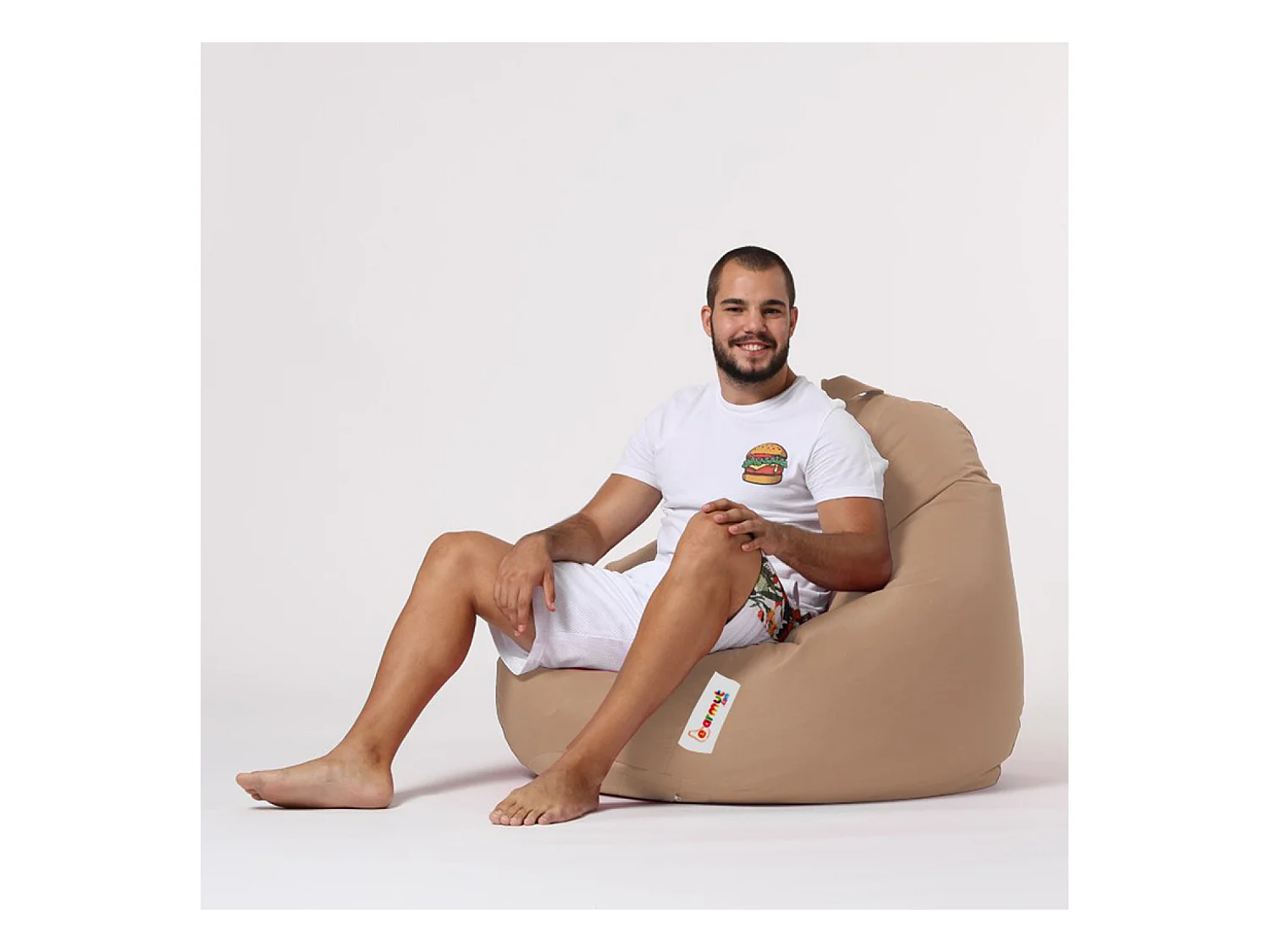 Pouf poire d'extérieur 130x115cm taupe OHAU