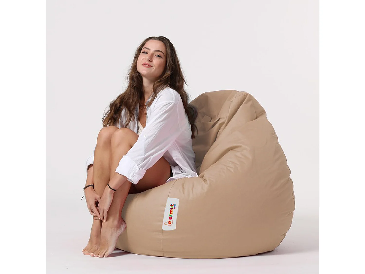 Pouf poire d'extérieur 130x115cm taupe OHAU