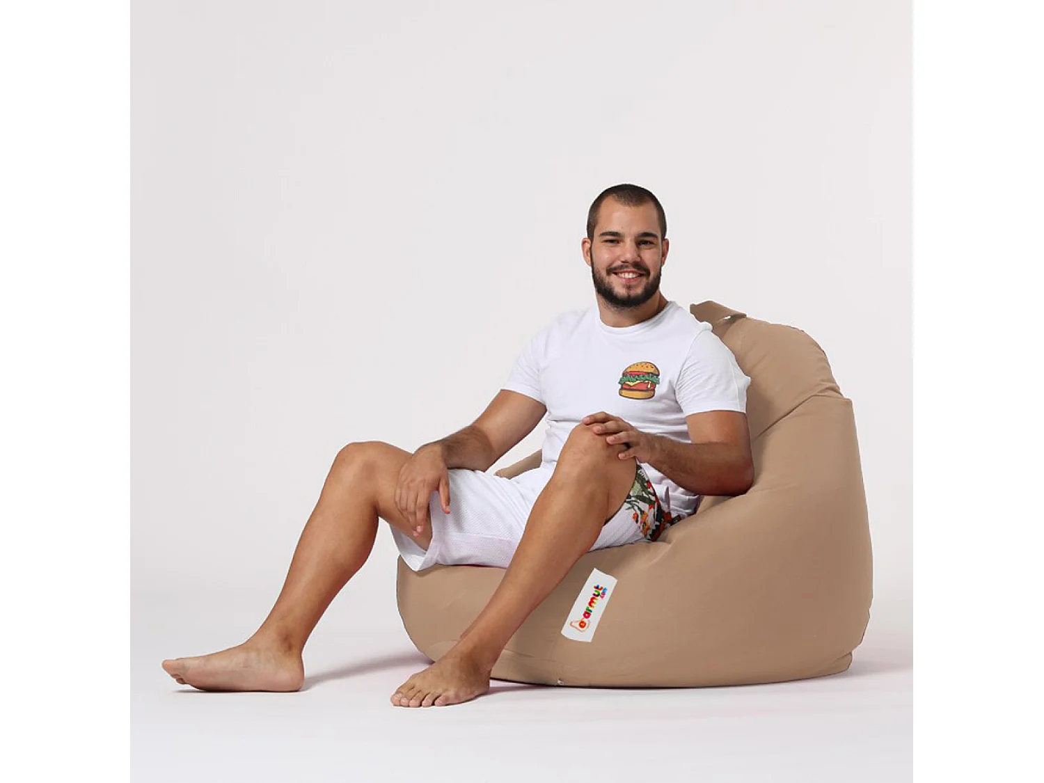 Pouf poire d'extérieur 130x115cm taupe OHAU