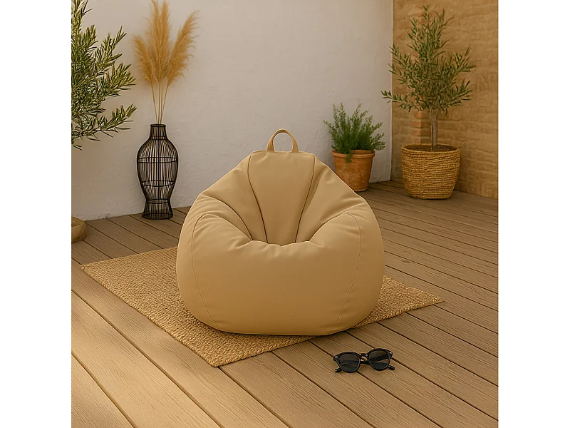 Pouf poire d'extérieur 130x115cm taupe OHAU