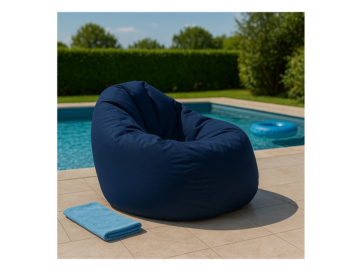 Outdoor Sitzsack Birnenform 130x115cm marineblau OHAU - Bequem, robust, leicht und elegant