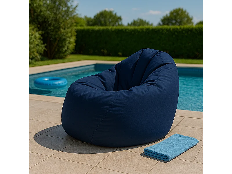 Pouf poire d'extérieur 130x115cm bleu marine OHAU