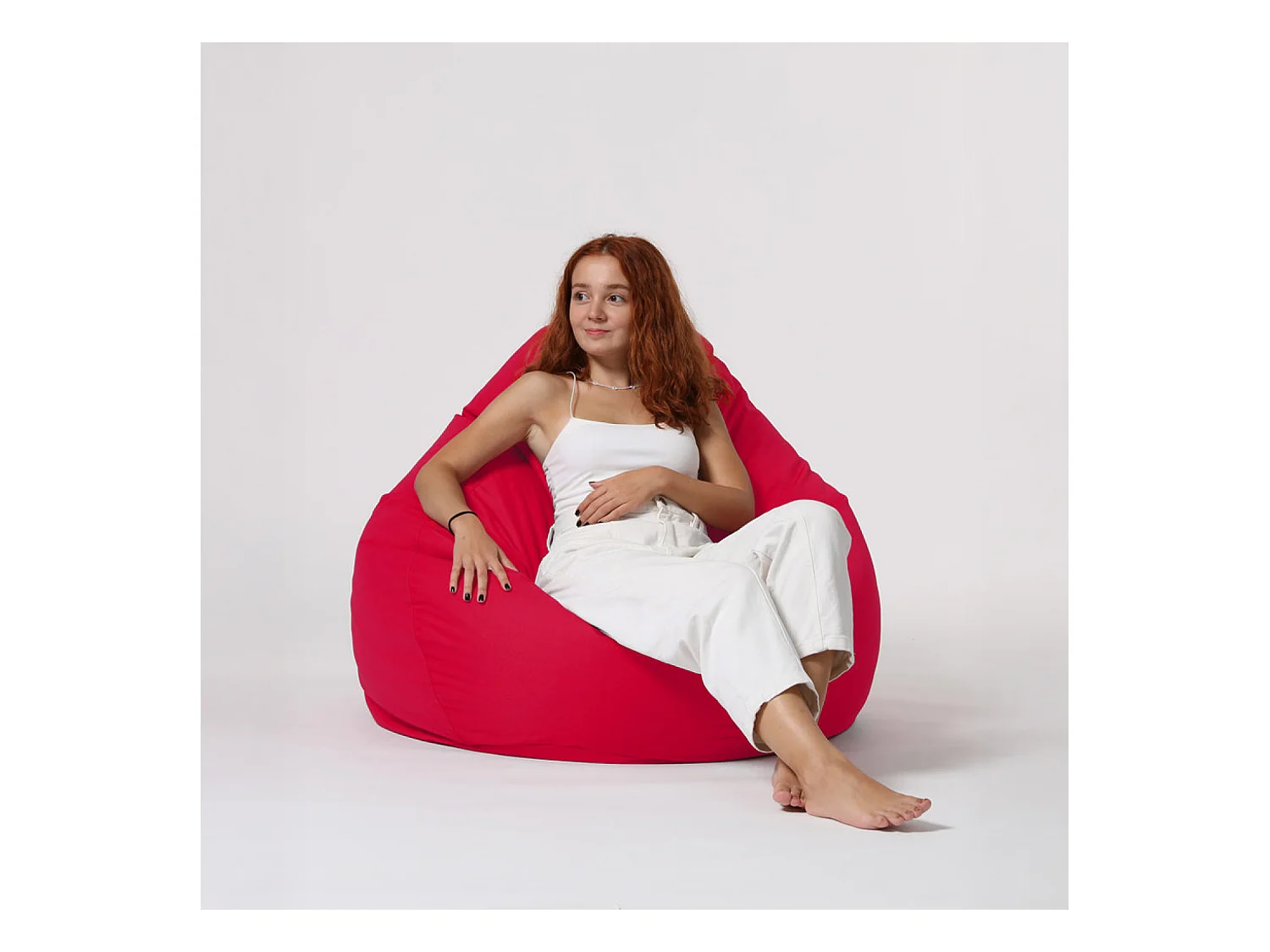 Pouf poire d'extérieur 130x115cm rouge OHAU