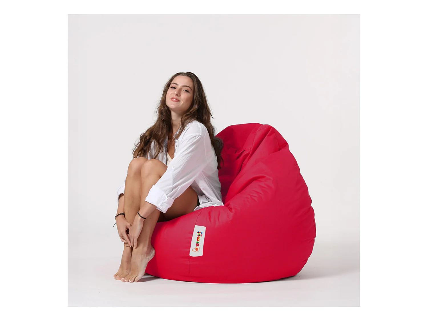 Pouf poire d'extérieur 130x115cm rouge OHAU
