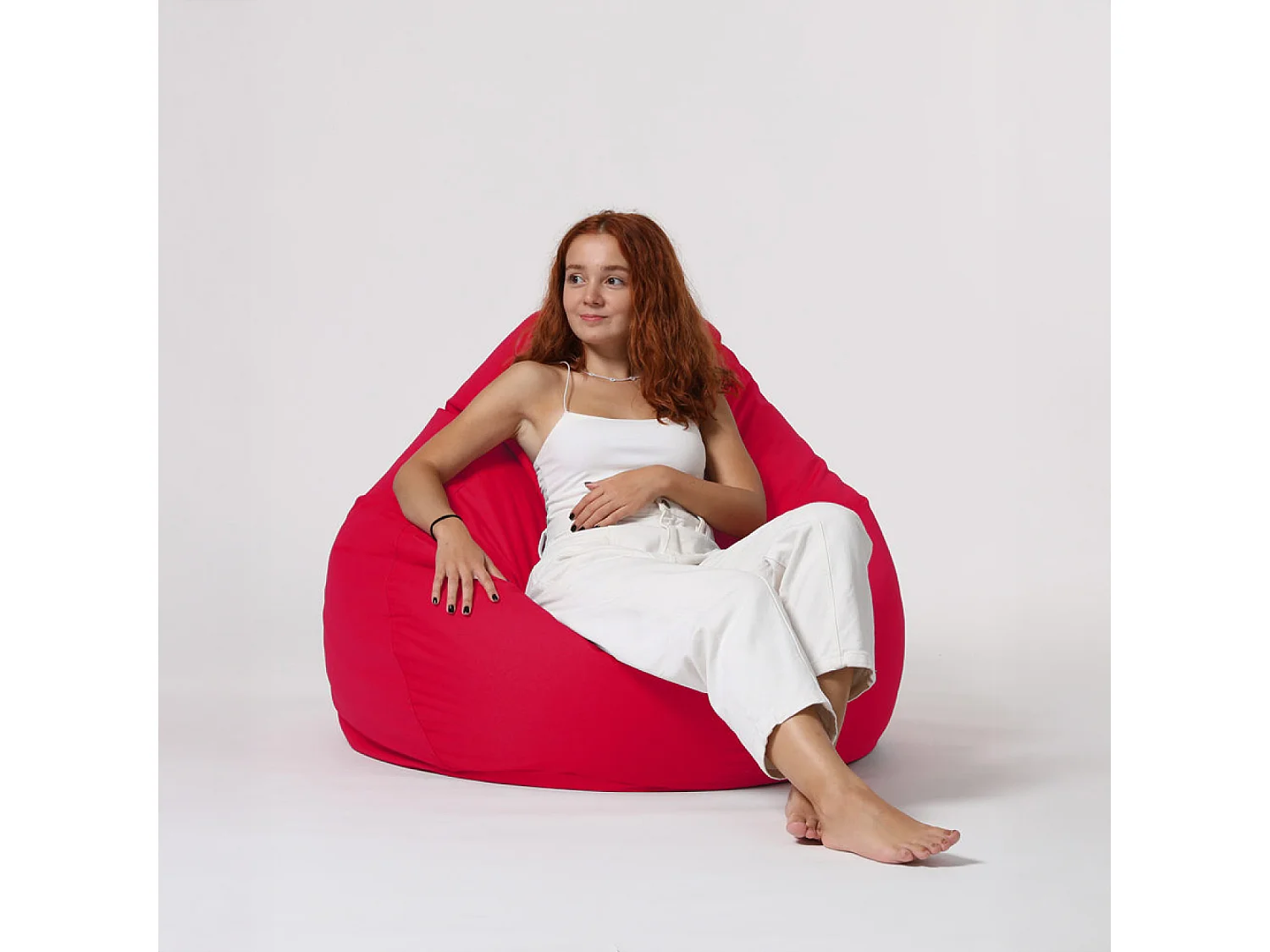 Pouf poire d'extérieur 130x115cm rouge OHAU