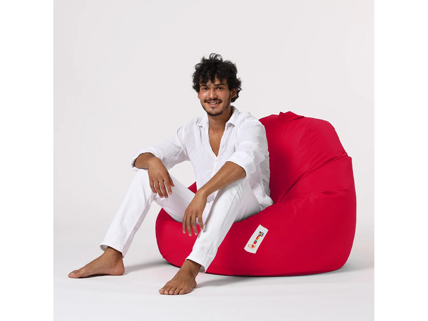 Pouf poire d'extérieur 130x115cm rouge OHAU