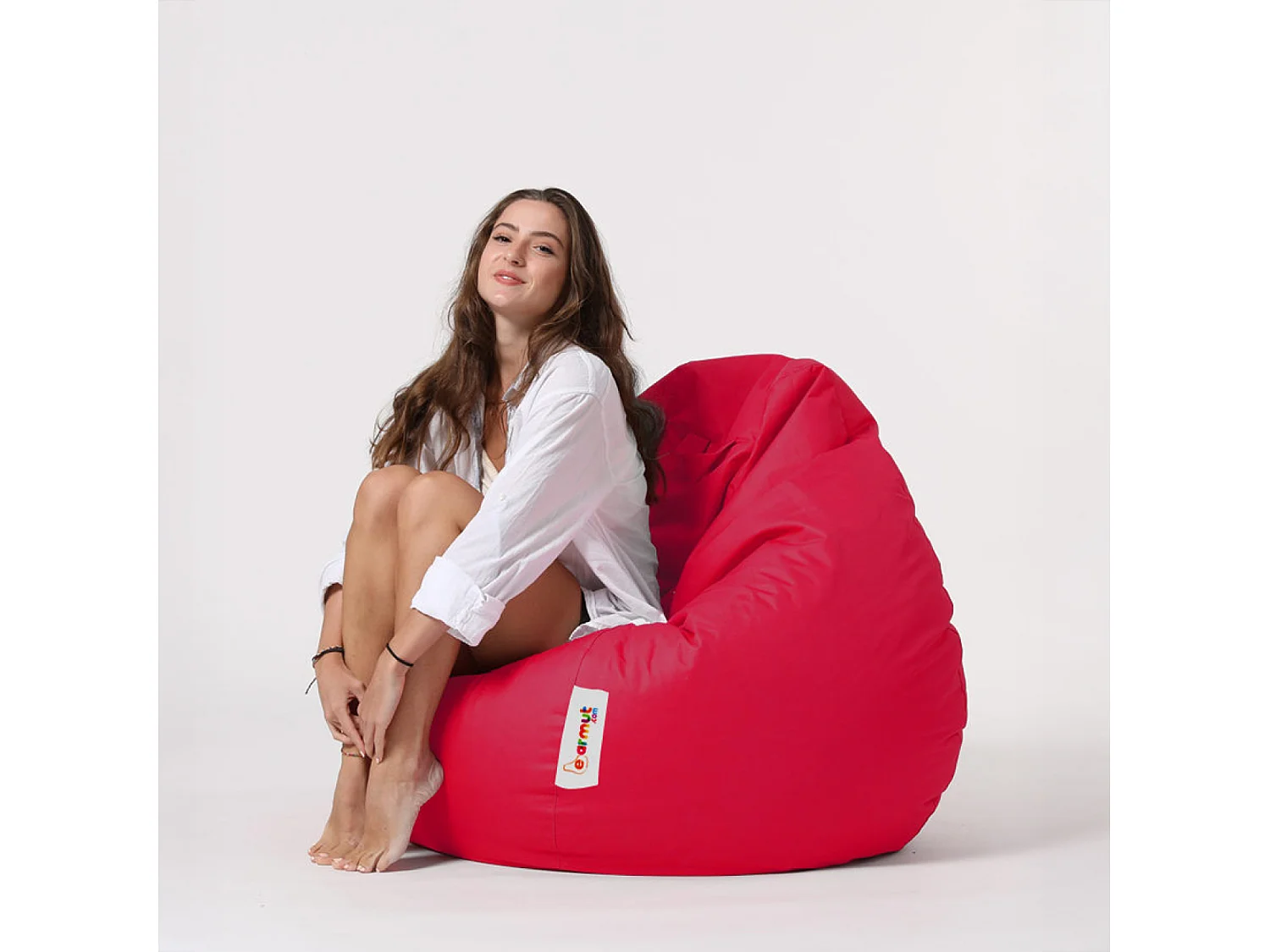 Pouf poire d'extérieur 130x115cm rouge OHAU
