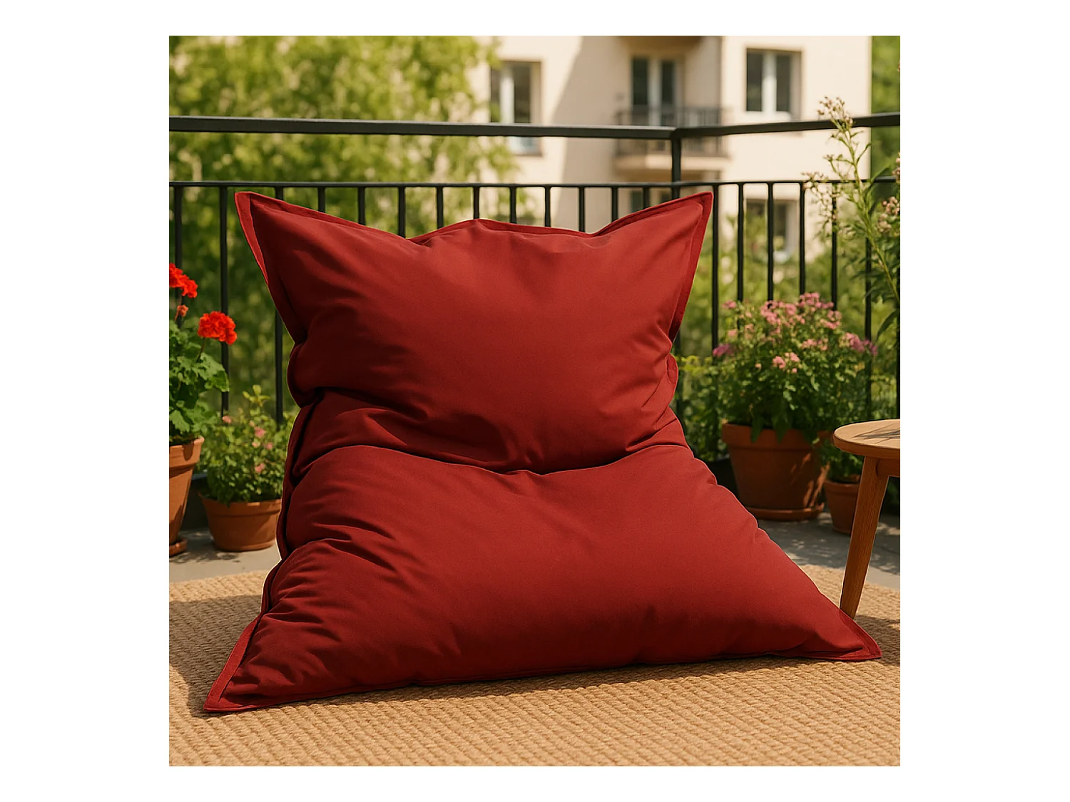 Pouf rectangulaire d'extérieur XXL 180x140cm rouge MOKU