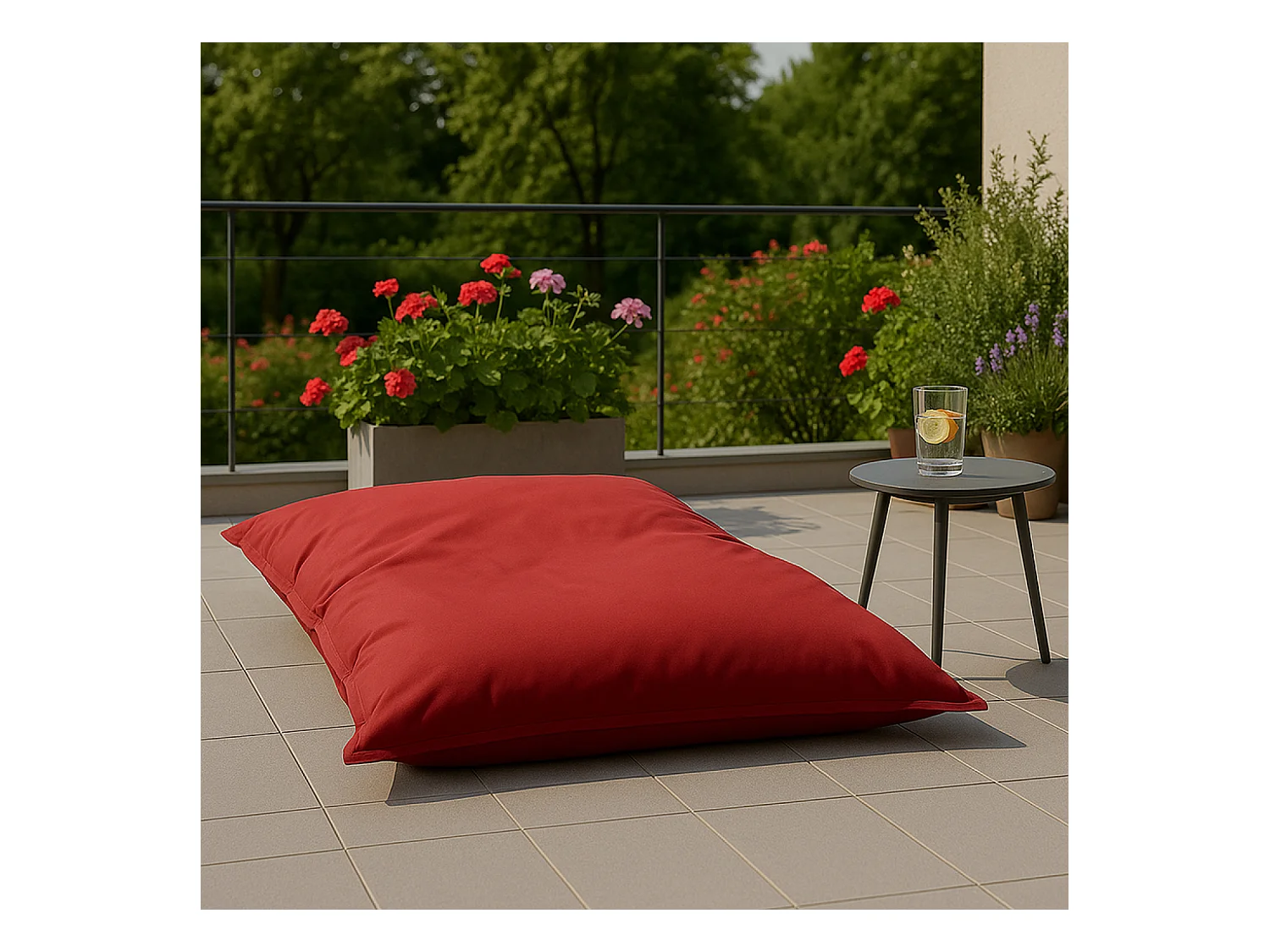Pouf rectangulaire d'extérieur XXL 180x140cm rouge MOKU