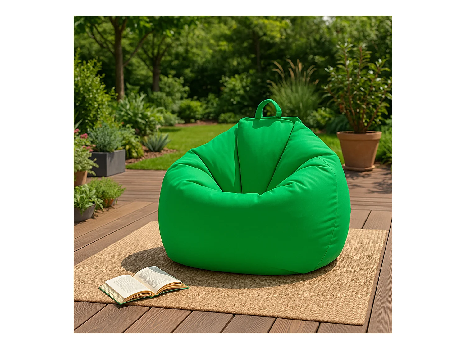 Pouf poire d'extérieur 130x115cm vert OHAU