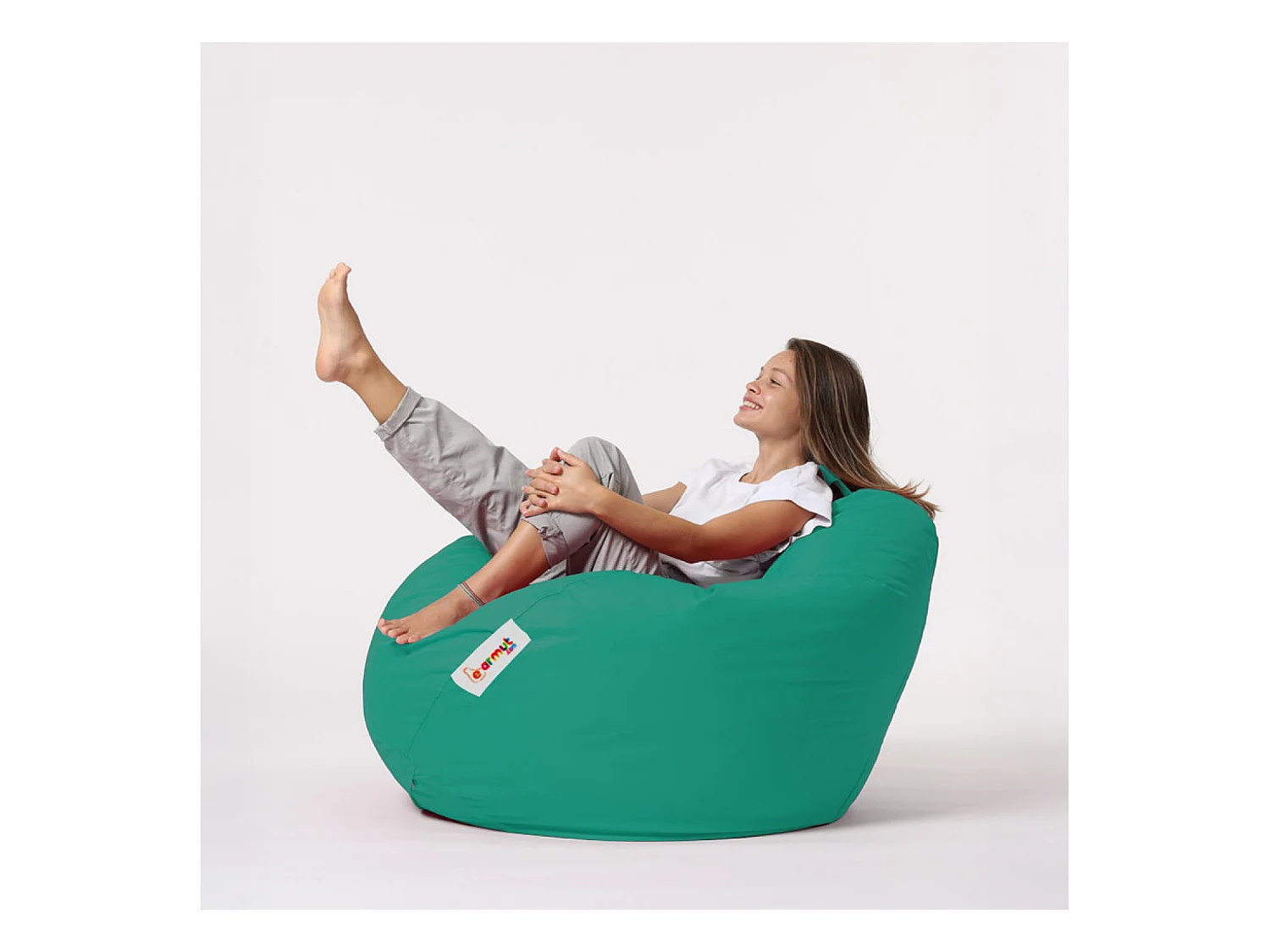 Pouf poire d'extérieur 130x115cm turquoise OHAU