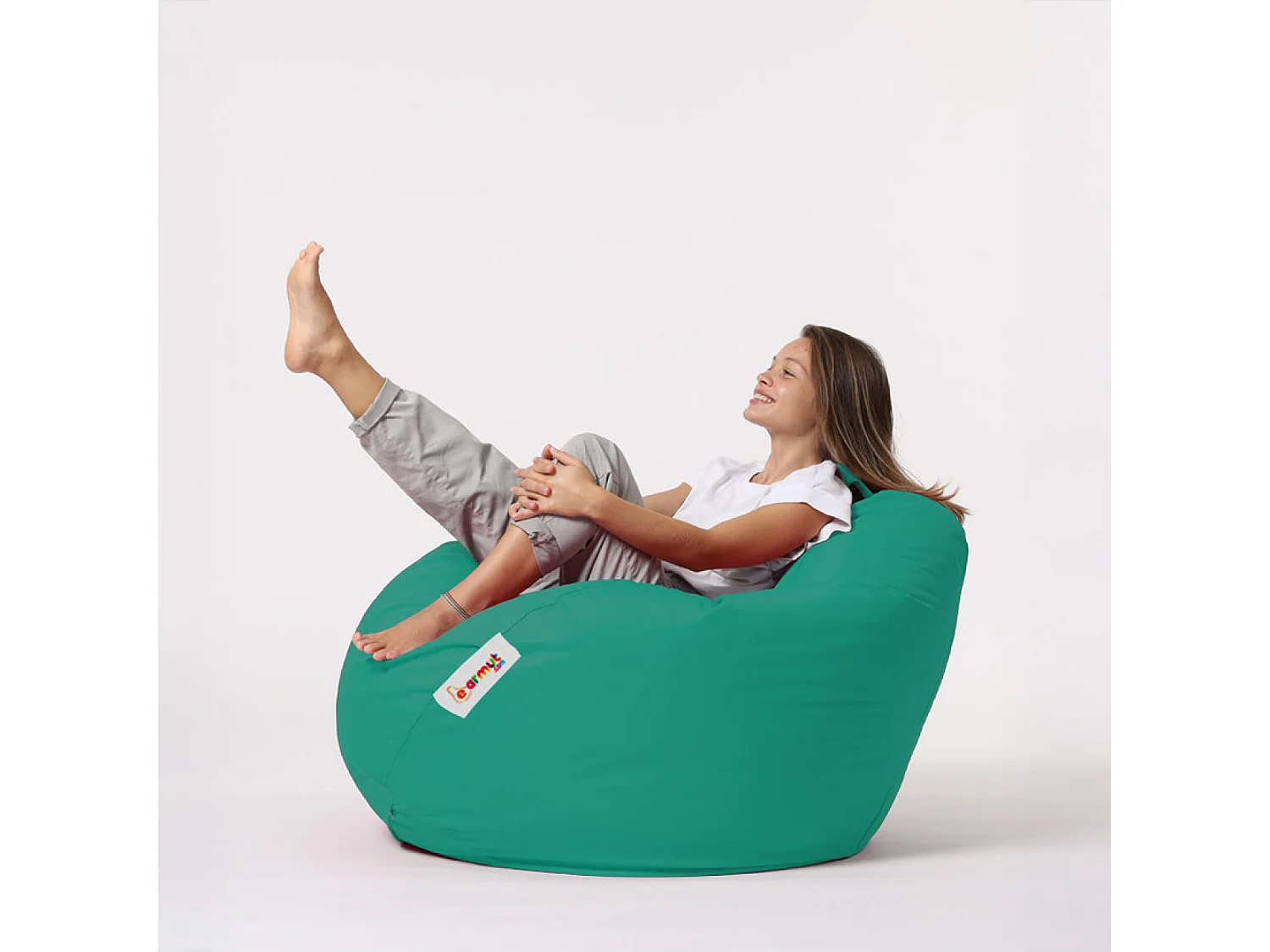 Pouf poire d'extérieur 130x115cm turquoise OHAU