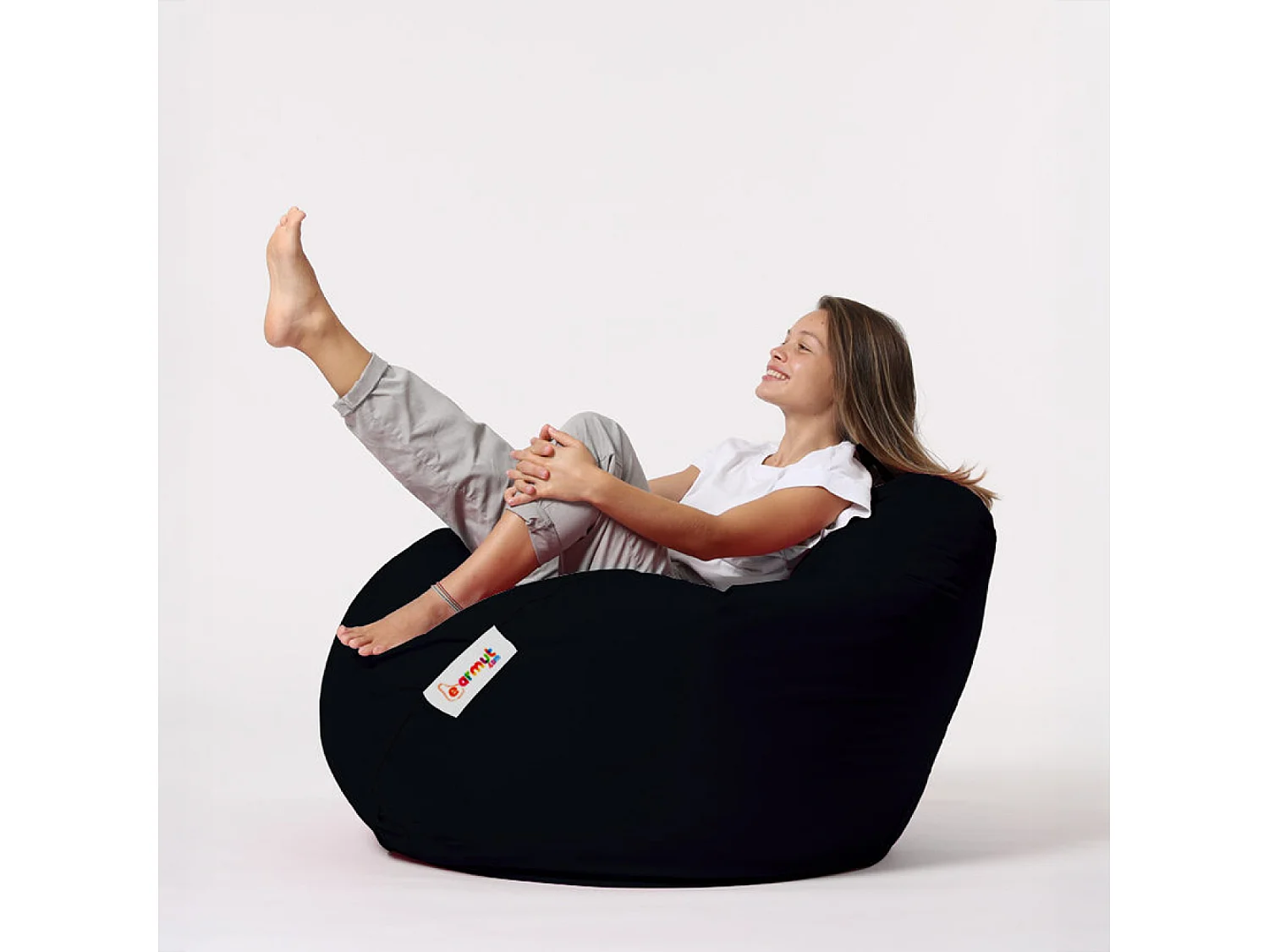 Pouf poire d'extérieur 130x115cm noir OHAU