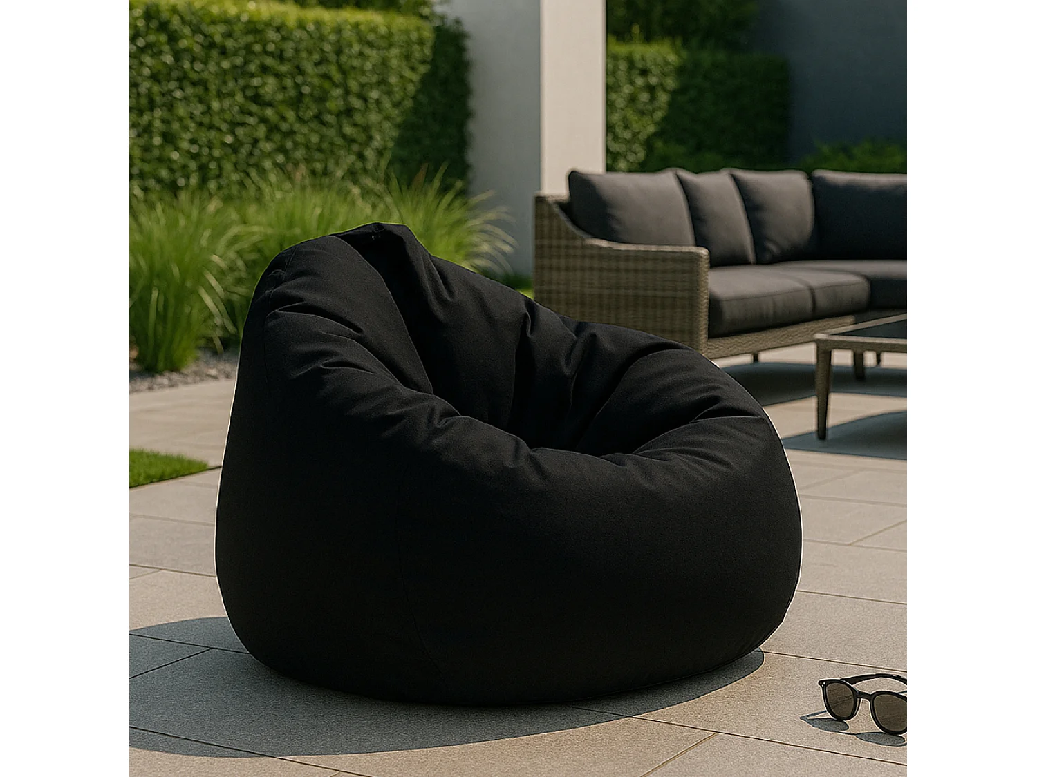 Buiten Zitzak Zwart 130x115cm OHAU - Comfortabel, duurzaam, licht en gemakkelijk te onderhouden