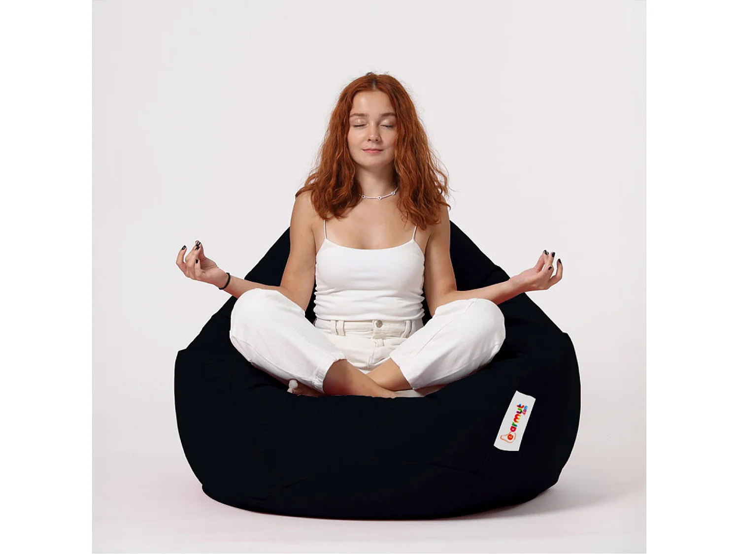 Pouf poire d'extérieur 130x115cm noir OHAU