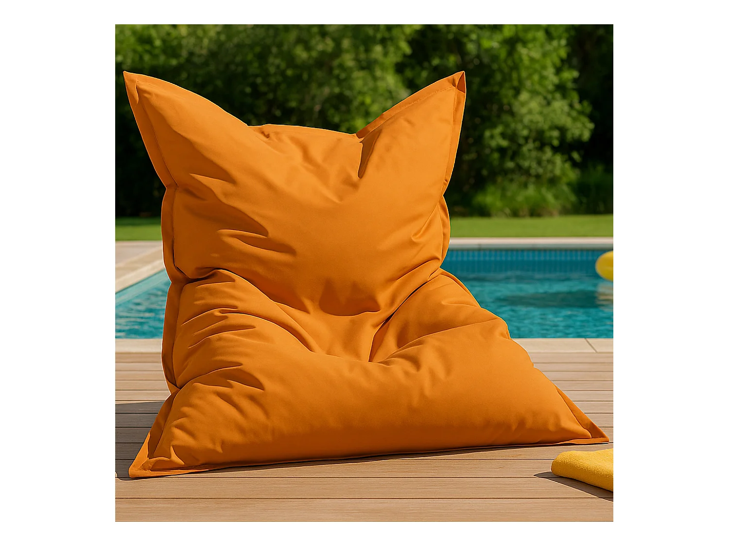 Pouf rectangulaire d'extérieur XXL 180x140cm orange MOKU
