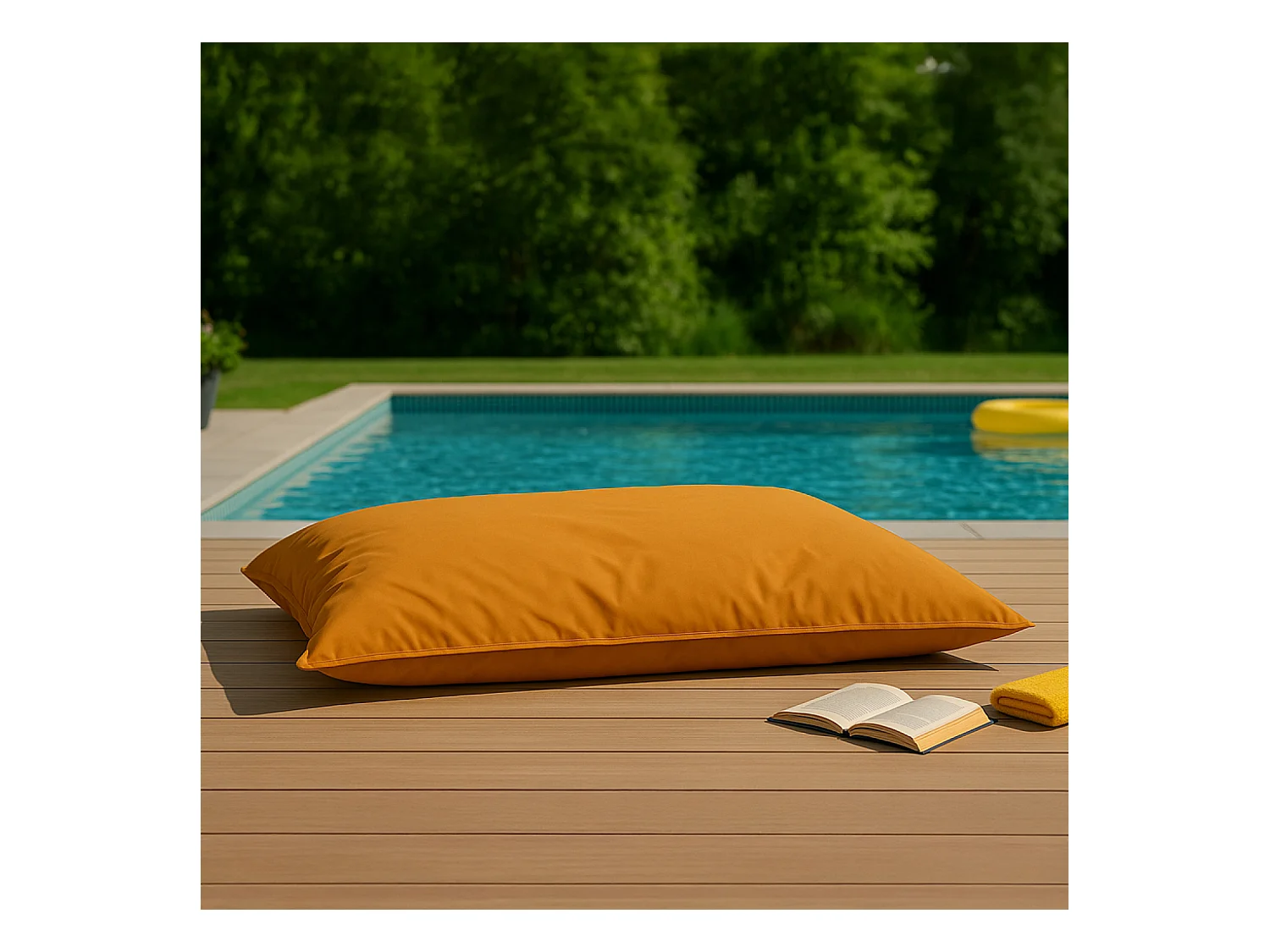 Pouf rectangulaire d'extérieur XXL 180x140cm orange MOKU