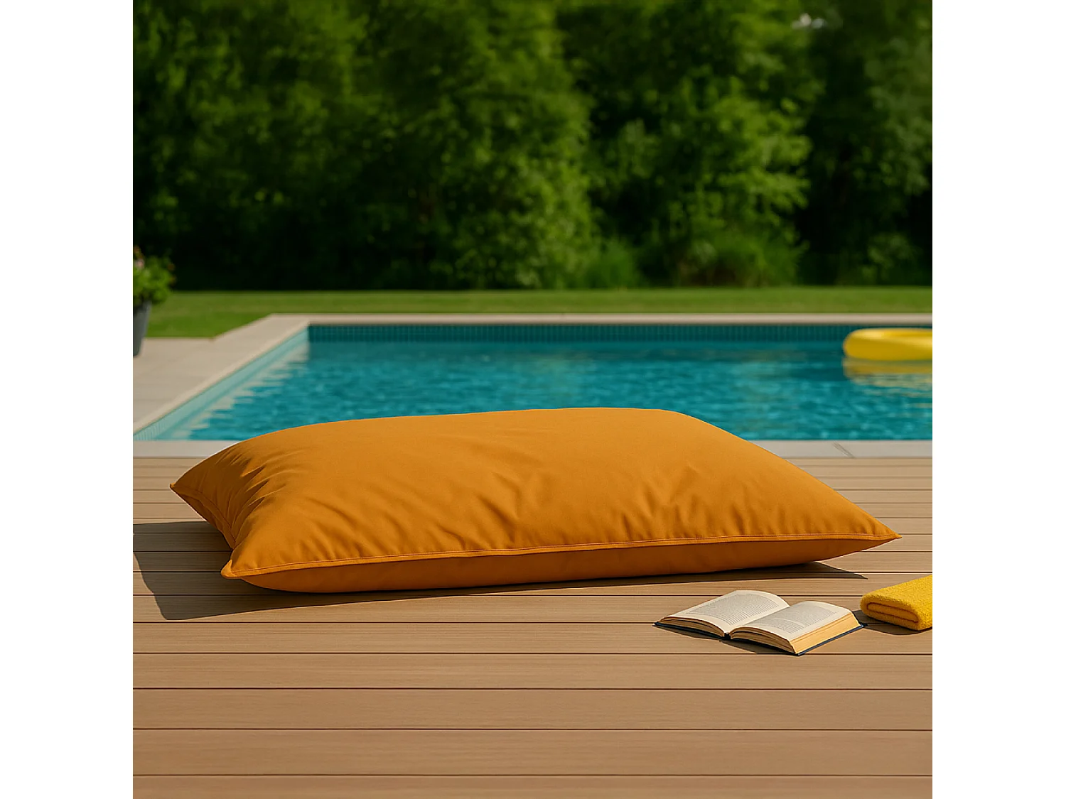 Pouf rectangulaire d'extérieur XXL 180x140cm orange MOKU