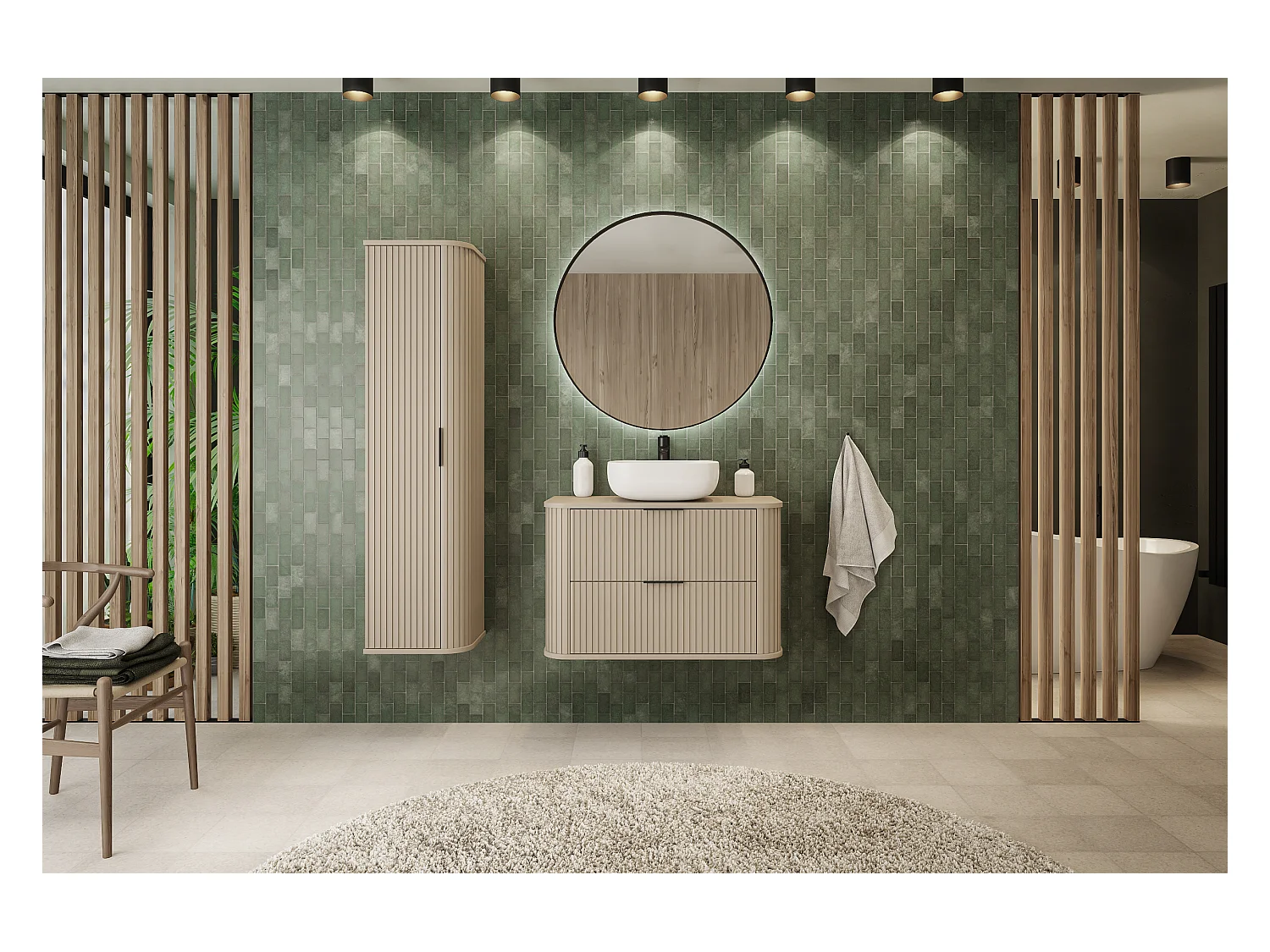 ELEGANCE Szafka łazienkowa ryflowana pod umywalkę 41,5 x 60,4 x 51,7 kaszmir