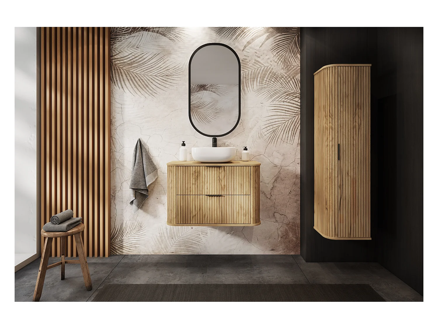 ELEGANCE Meuble suspendu sous lavabo 41,5 × 80,4 × 51,7 cm chêne craft doré