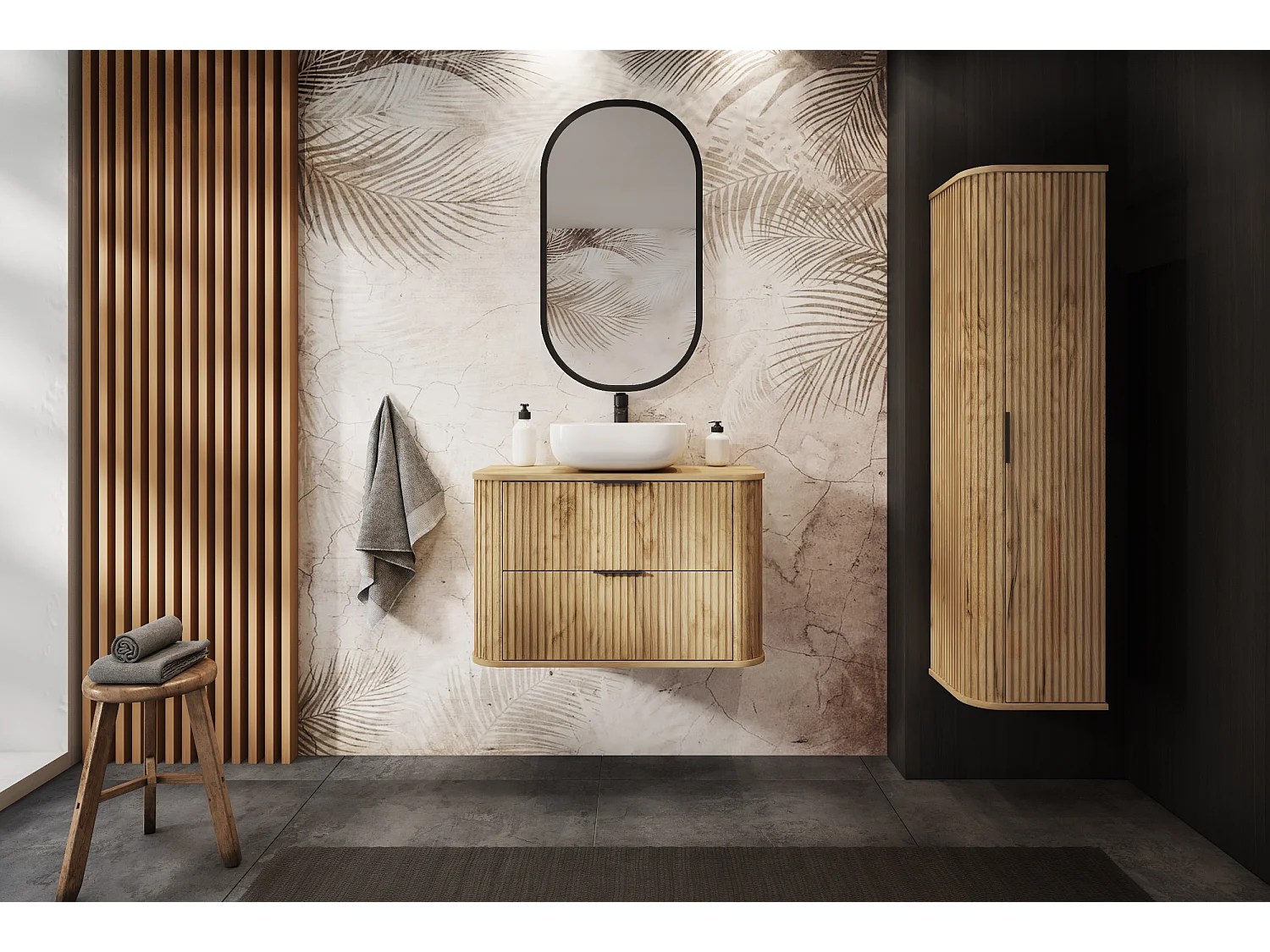 ELEGANCE Meuble suspendu sous lavabo 41,5 × 80,4 × 51,7 cm chêne craft doré