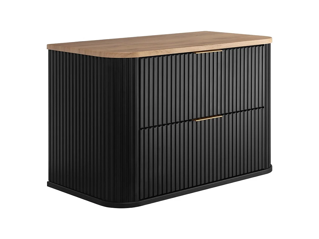 ELEGANCE Meuble sous lavabo 41,5 × 80,4 × 51,7 avec structure noire et plan en chêne craft doré