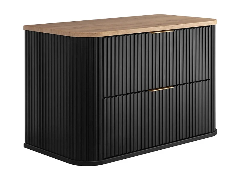 ELEGANCE Meuble sous lavabo 41,5 × 80,4 × 51,7 avec structure noire et plan en chêne craft doré