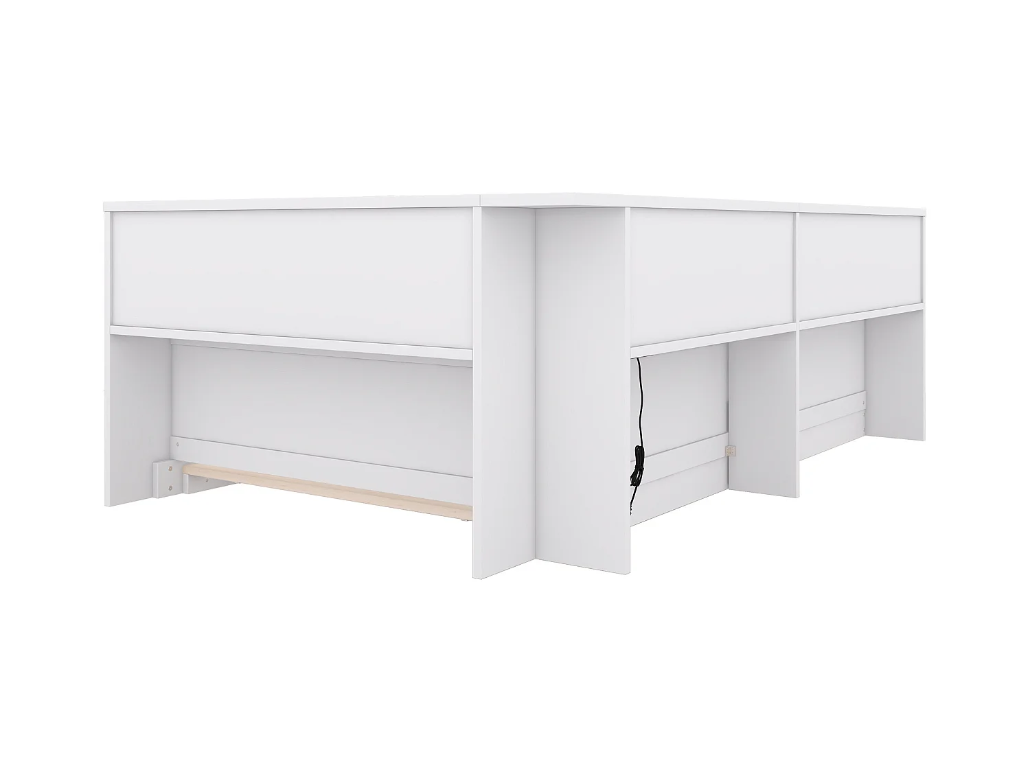 Tagesbett 90 x 200 cm, Erwachsenenbett mit Steckdose und 2 USB-Anschlüssen, Holzlattenrost, weiß, ohne Matratze