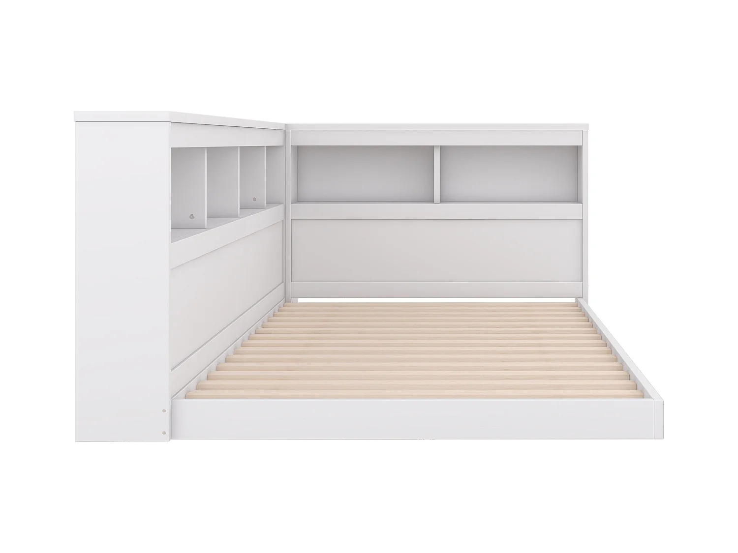 Tagesbett 90 x 200 cm, Erwachsenenbett mit Steckdose und 2 USB-Anschlüssen, Holzlattenrost, weiß, ohne Matratze