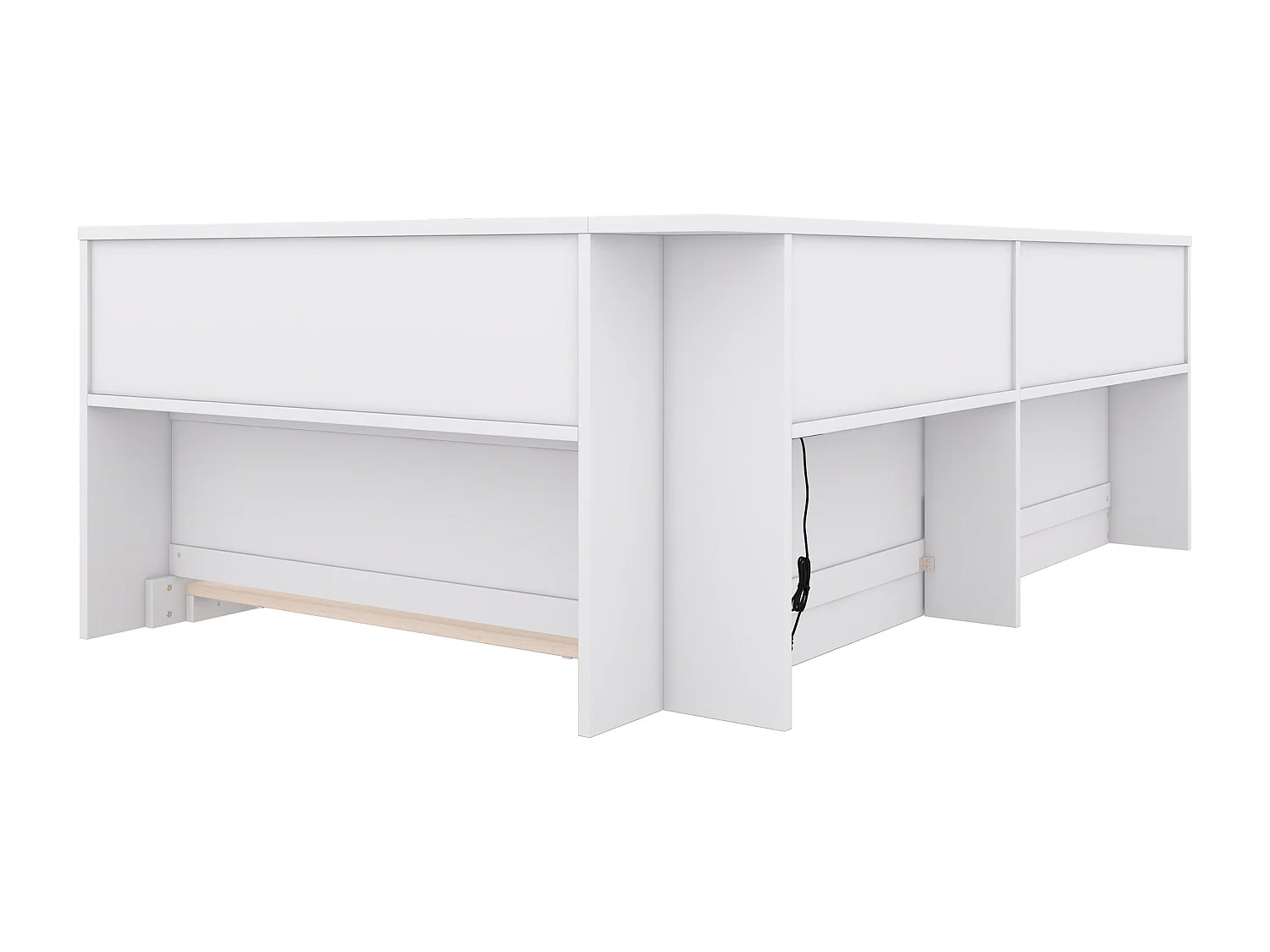 Daybed 90x200 cm, Volwassen bed met stopcontact en 2 USB-aansluitingen, houten lattenbodem, wit, zonder matras