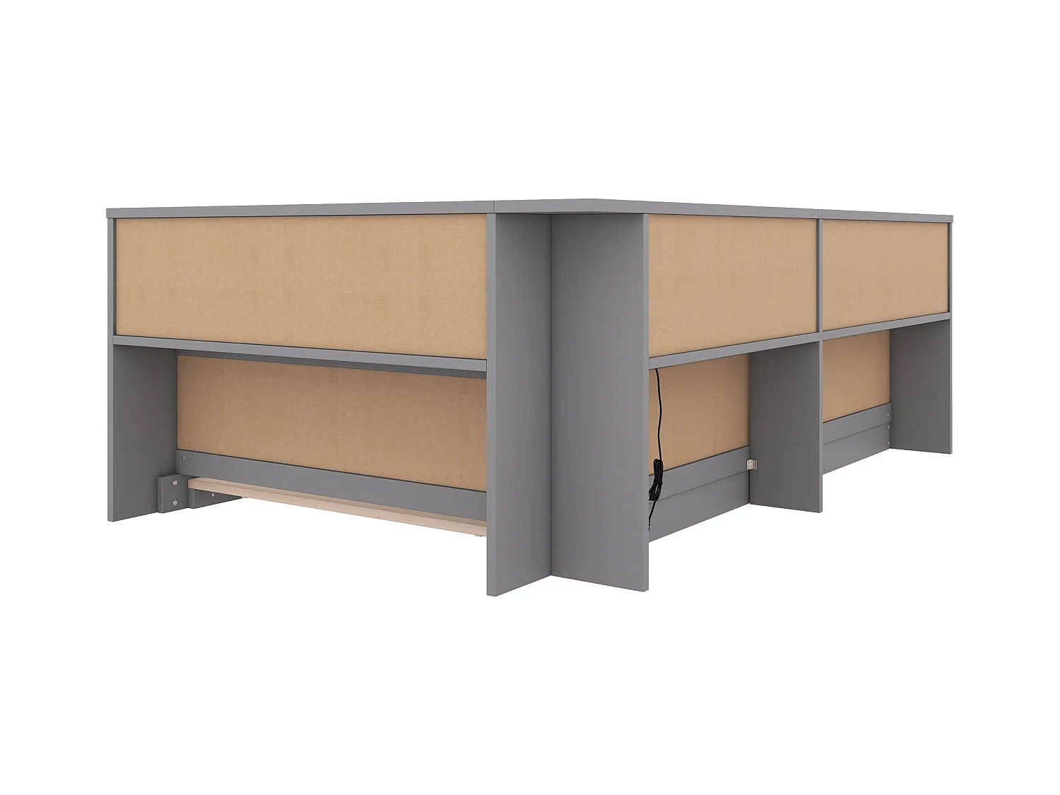 Tagesbett 90 x 200 cm, Erwachsenenbett mit Steckdose und 2 USB-Anschlüssen, Holzlattenrost, grau, ohne Matratze