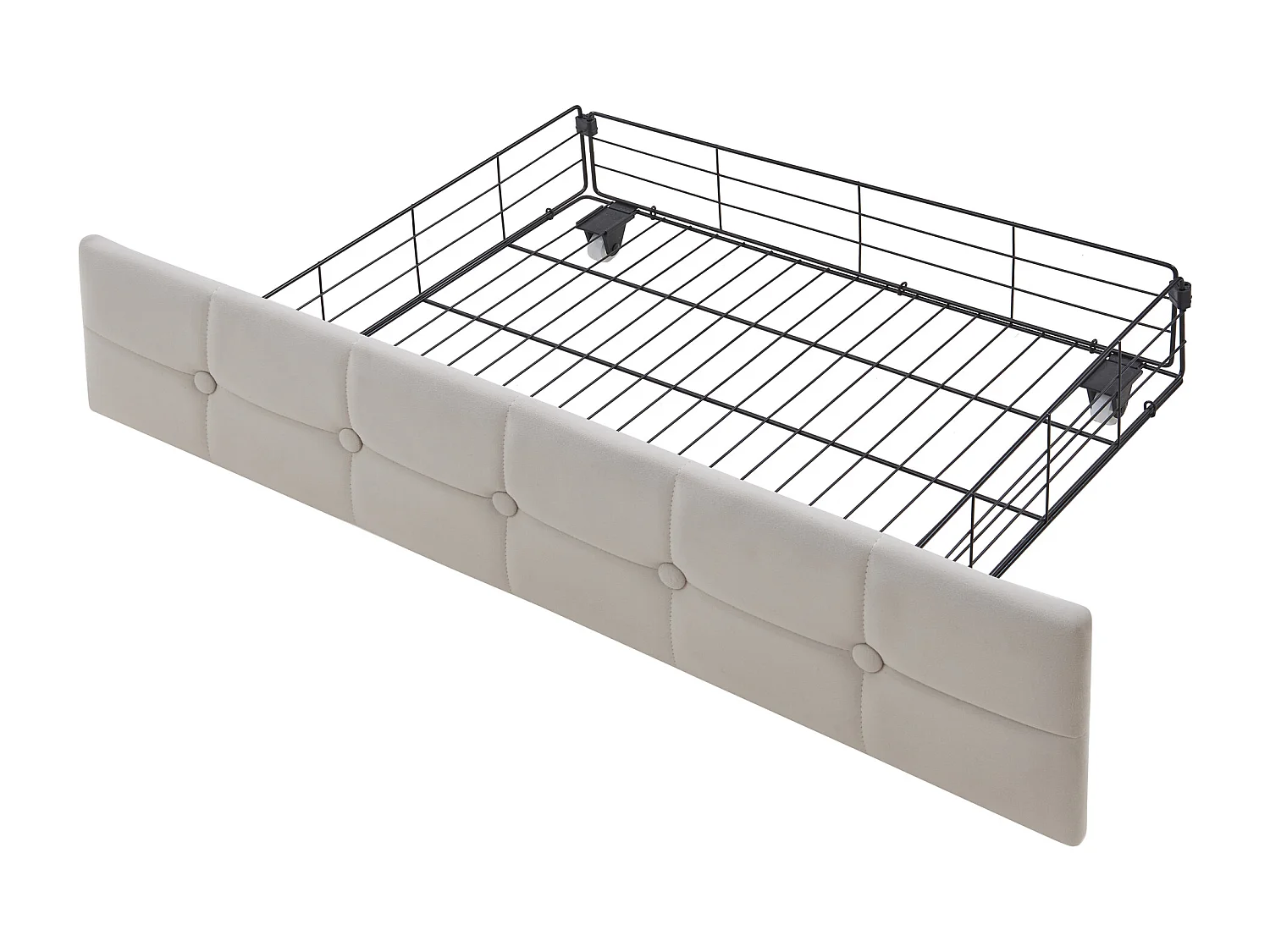 slaapbank 90x200 cm  - beige fluweel - Volwassen bed met USB-oplader en led-lampje - 2 lades - zonder matras