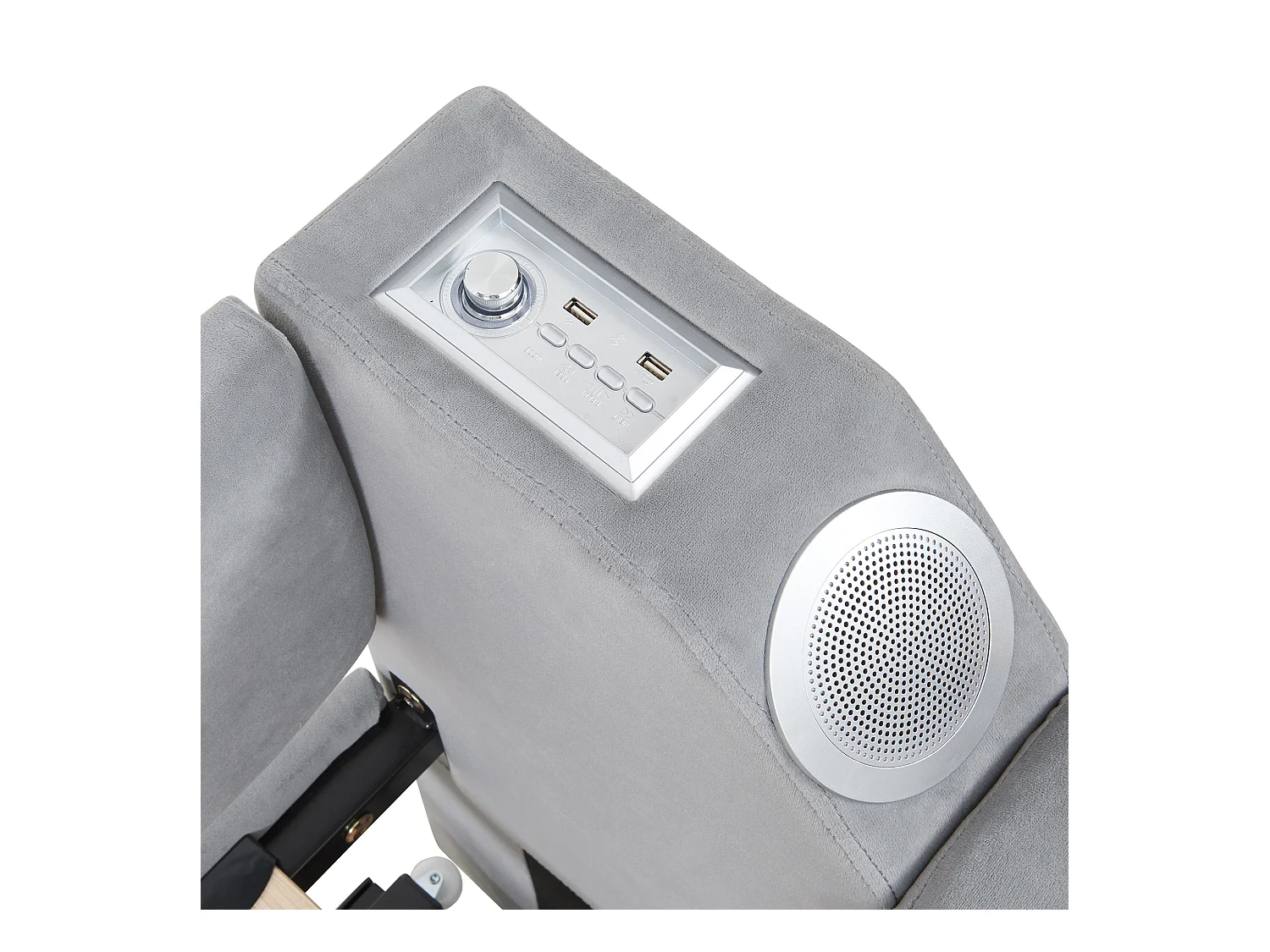 Daybed 90/180x190 cm - Lichtgrijs fluweel - Volwassen bed met Bluetooth-audiosysteem en USB-oplader - Zonder matras