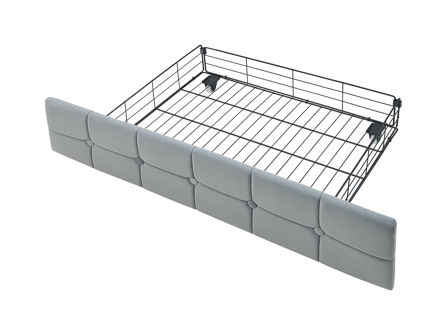 Lit banquette 90x200 cm - velours gris clair - Lit adulte avec chargement USB et LED - 2 tiroirs - sans matelas