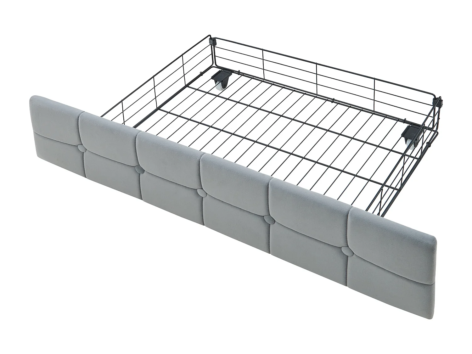 Lit banquette 90x200 cm - velours gris clair - Lit adulte avec chargement USB et LED - 2 tiroirs - sans matelas