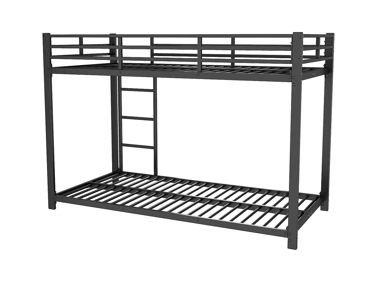 Stapelbed 90 x 200 cm - Kinderbed met uitvalbeveiliging en lattenbodem - Wit - Zonder matras