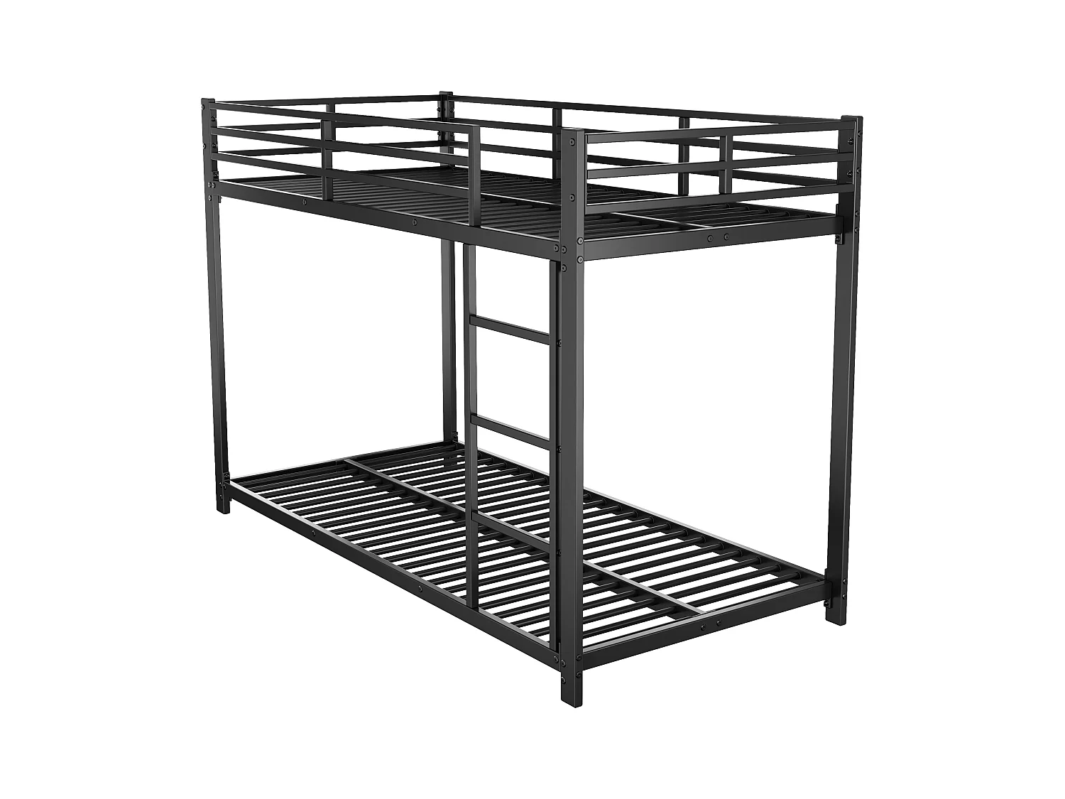 Stapelbed 90 x 200 cm - Kinderbed met uitvalbeveiliging en lattenbodem - Wit - Zonder matras