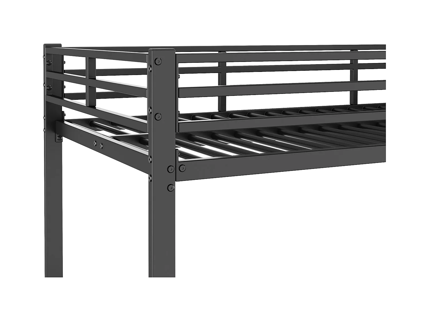 Stapelbed 90 x 200 cm - Kinderbed met uitvalbeveiliging en lattenbodem - Wit - Zonder matras