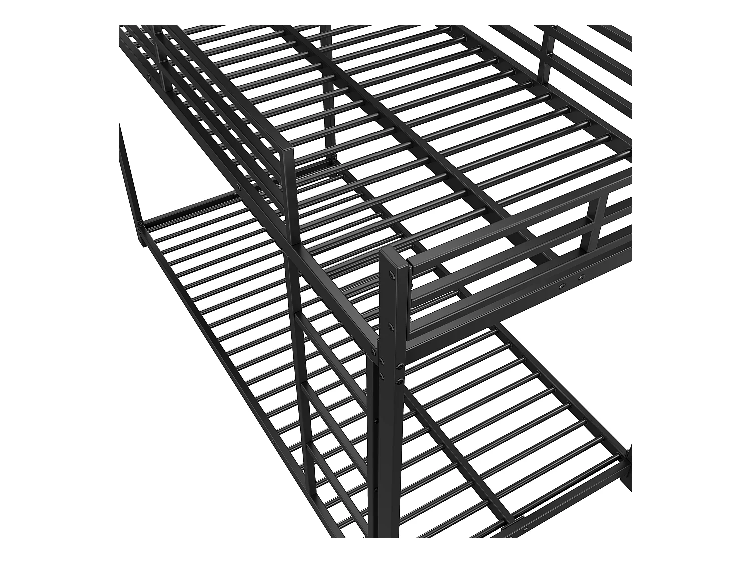 Stapelbed 90 x 200 cm - Kinderbed met uitvalbeveiliging en lattenbodem - Wit - Zonder matras