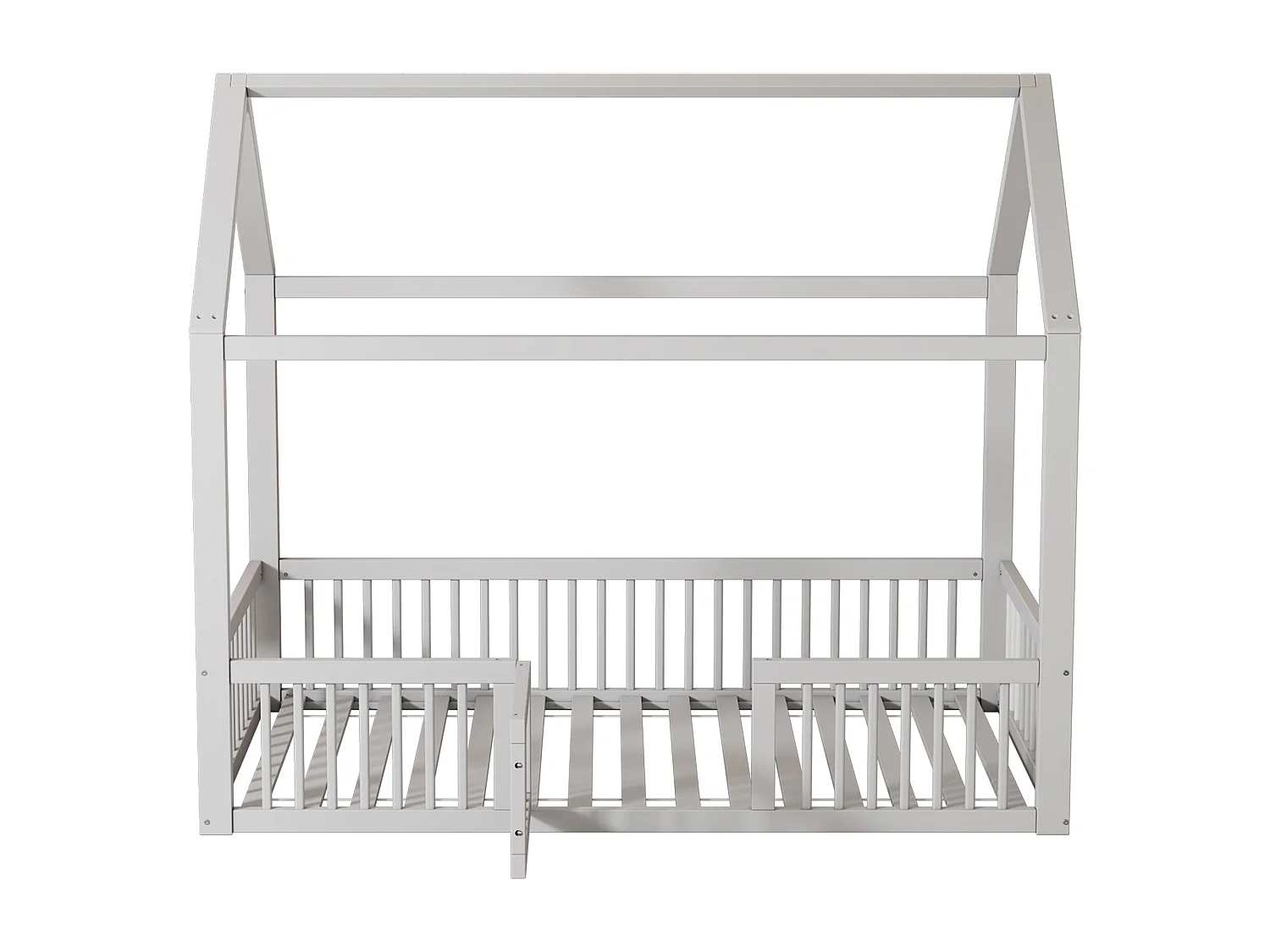 Kajuitbed 90x200 cm, wit, kinderbed met veiligheidsdeur en lattenbodem, zonder matras