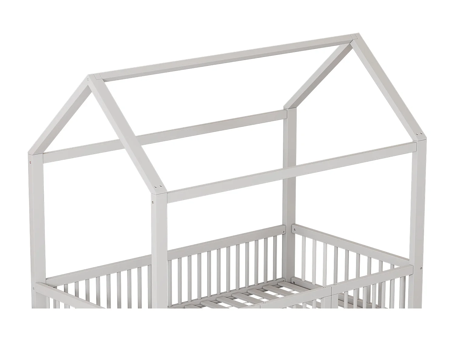 Lit cabane 90x200 cm, blanc, Lit enfant avec porte de sécurité et sommier à lattes, sans matelas