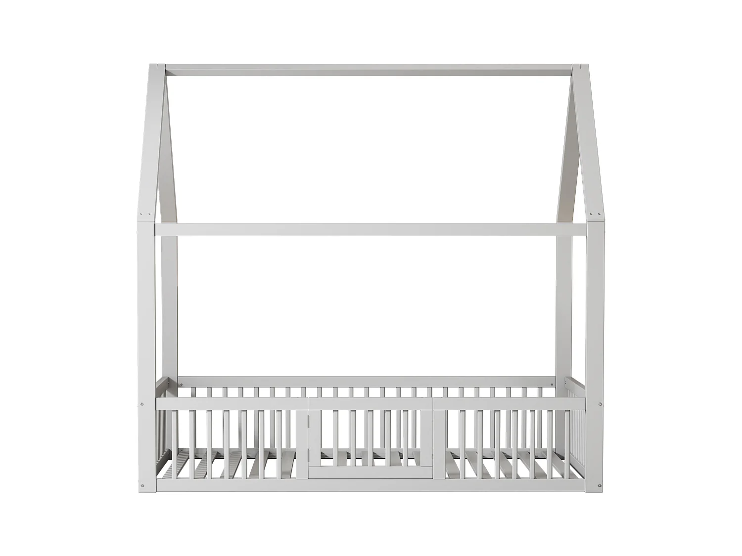 Kajuitbed 140x200 cm, wit, kinderbed met veiligheidsdeur en lattenbodem, zonder matras