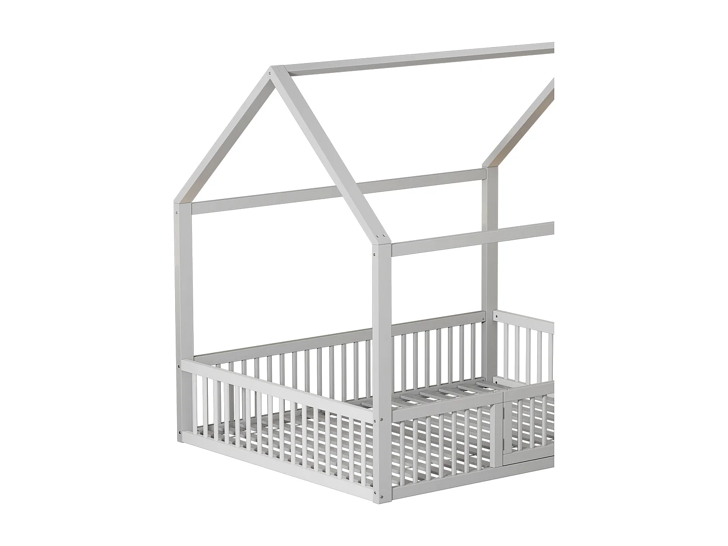 Kinderbett 140 x 200 cm, weiß, mit Sicherheitstür und Lattenrost, ohne Matratze