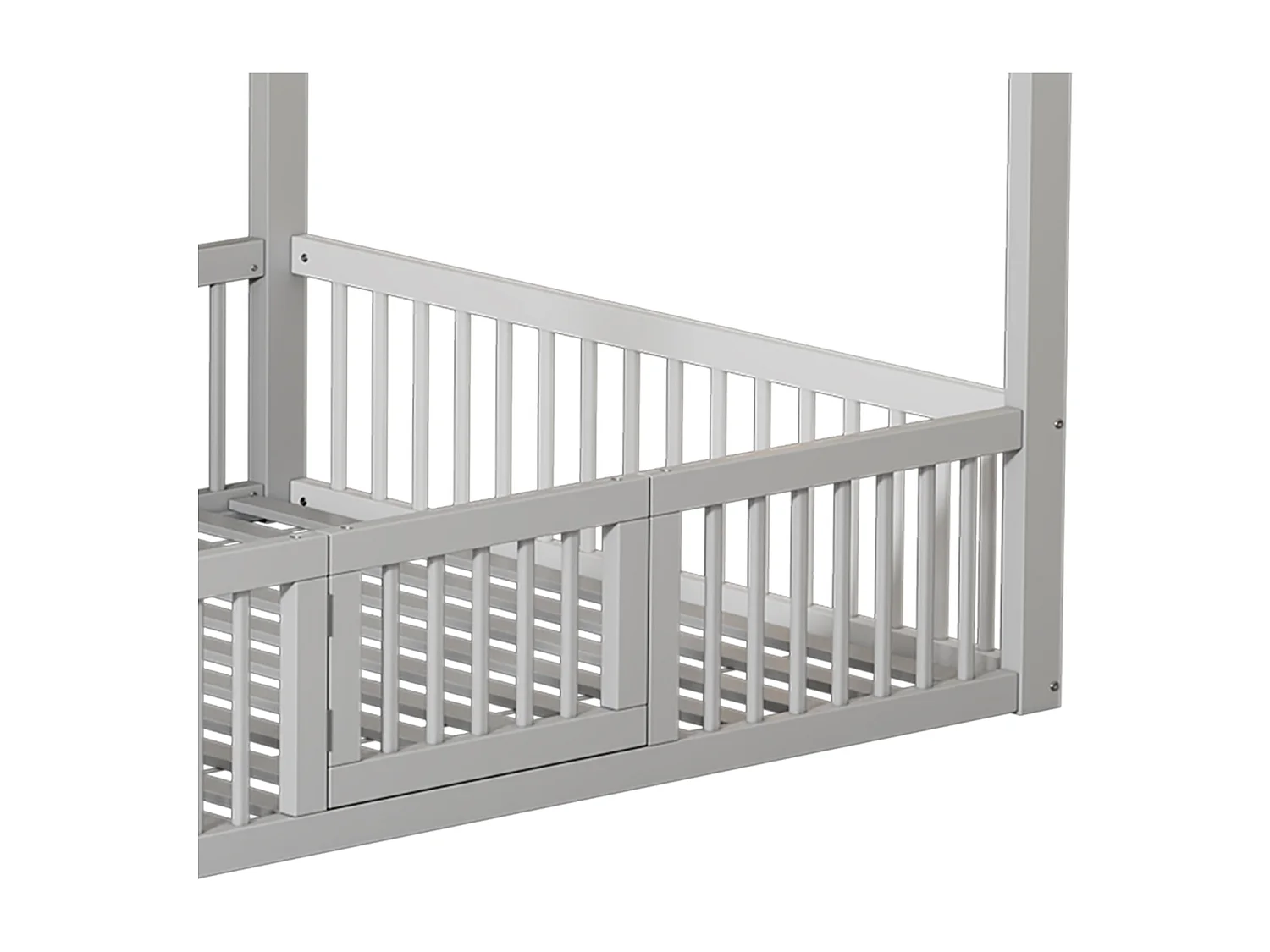 Kinderbett 140 x 200 cm, weiß, mit Sicherheitstür und Lattenrost, ohne Matratze