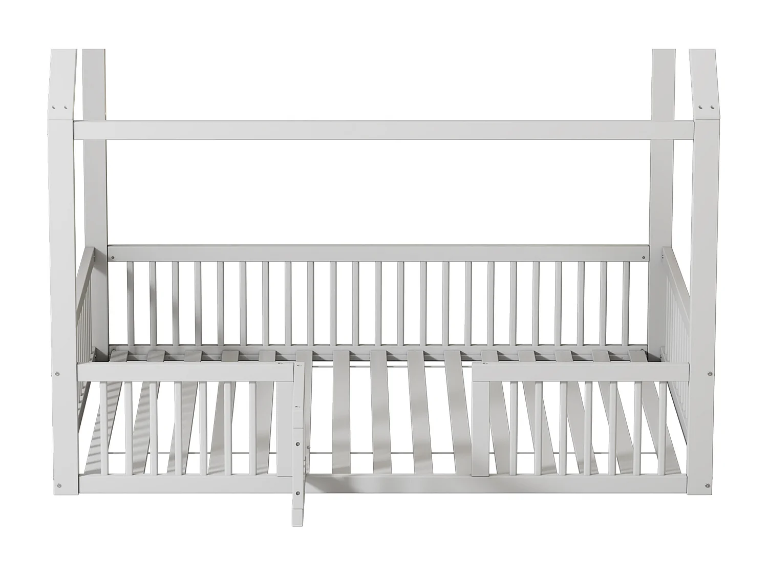Kinderbett 140 x 200 cm, weiß, mit Sicherheitstür und Lattenrost, ohne Matratze