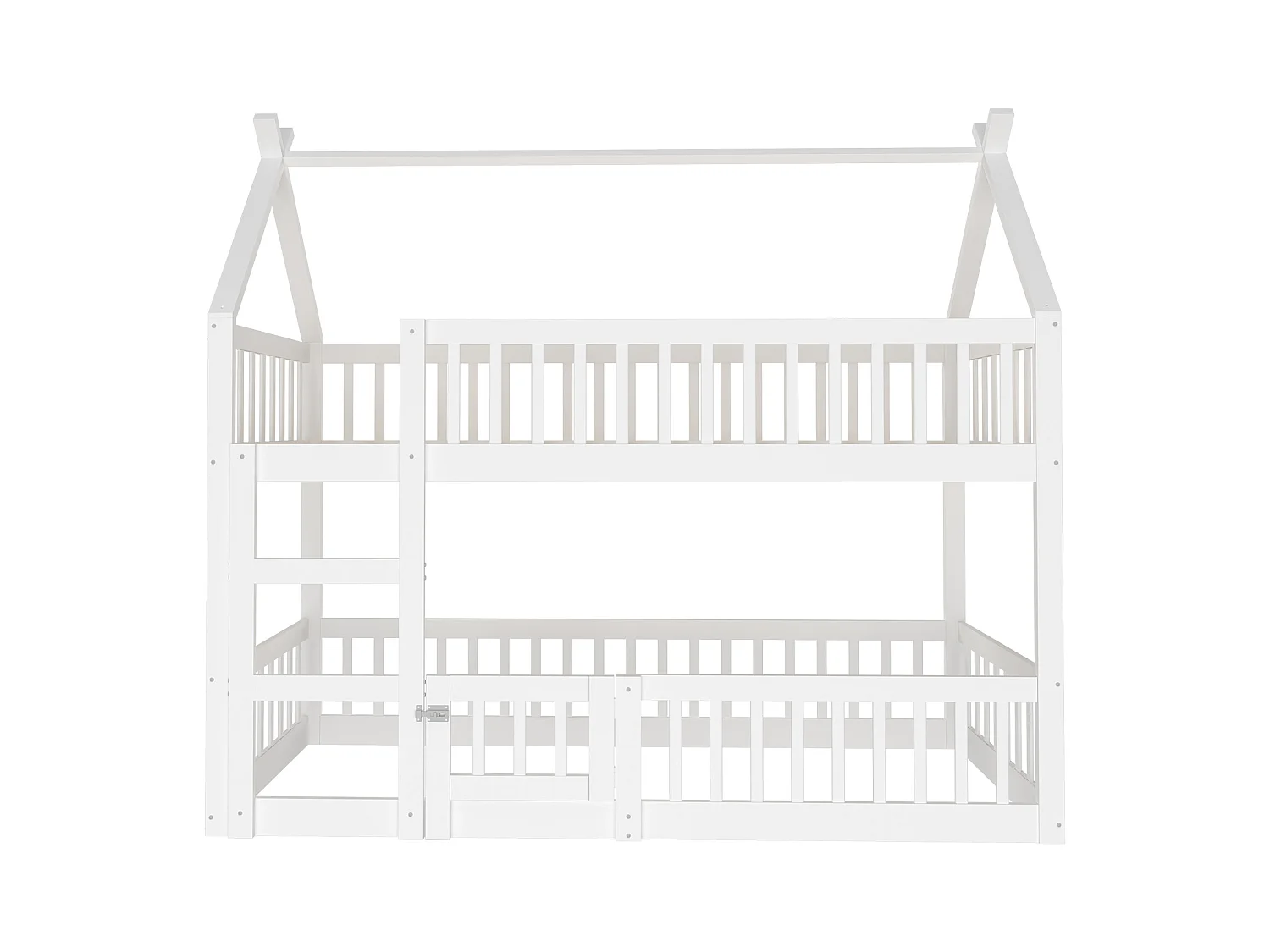 Lit superposé 90x200 cm - Lit enfant avec escalier et barrière de sécurité - blanc - sans matelas