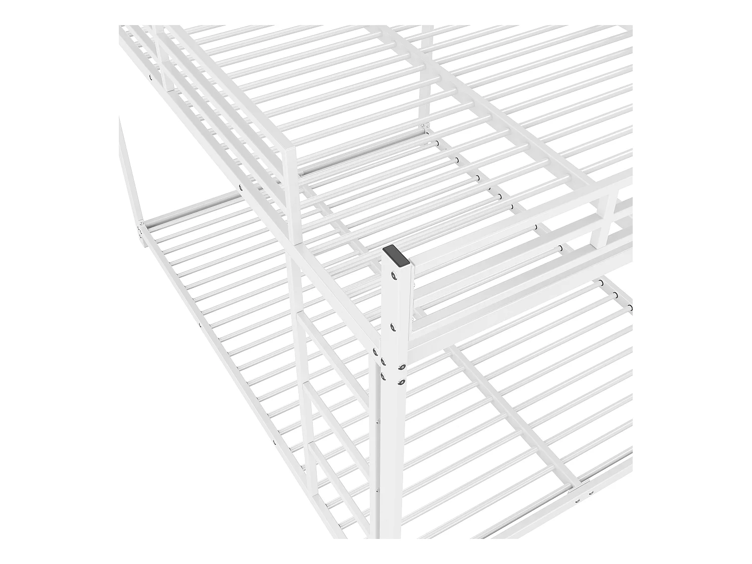 Lit superposé 140 x 200 cm - Lit enfant avec barrières de sécurité et sommier à lattes - Blanc - Sans matelas