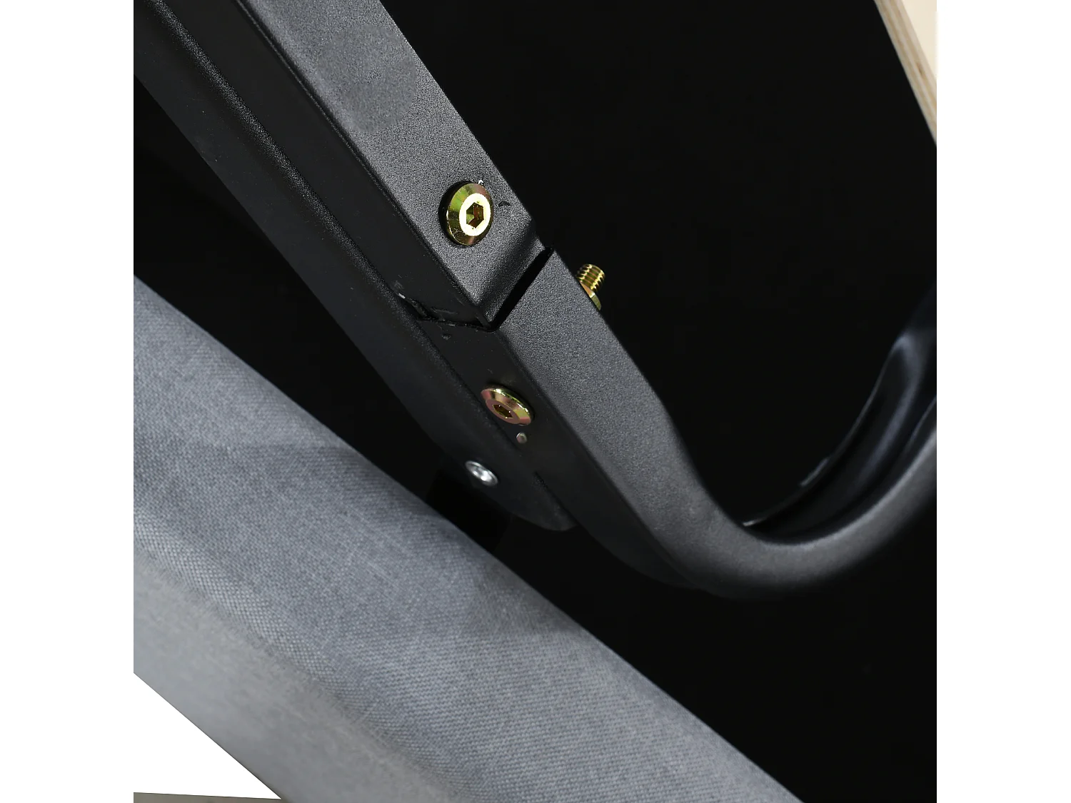 Lit coffre 90 x 200 cm - Lin gris - Lit enfant avec tête de lit réglable en hauteur - lattes en bois - sans matelas