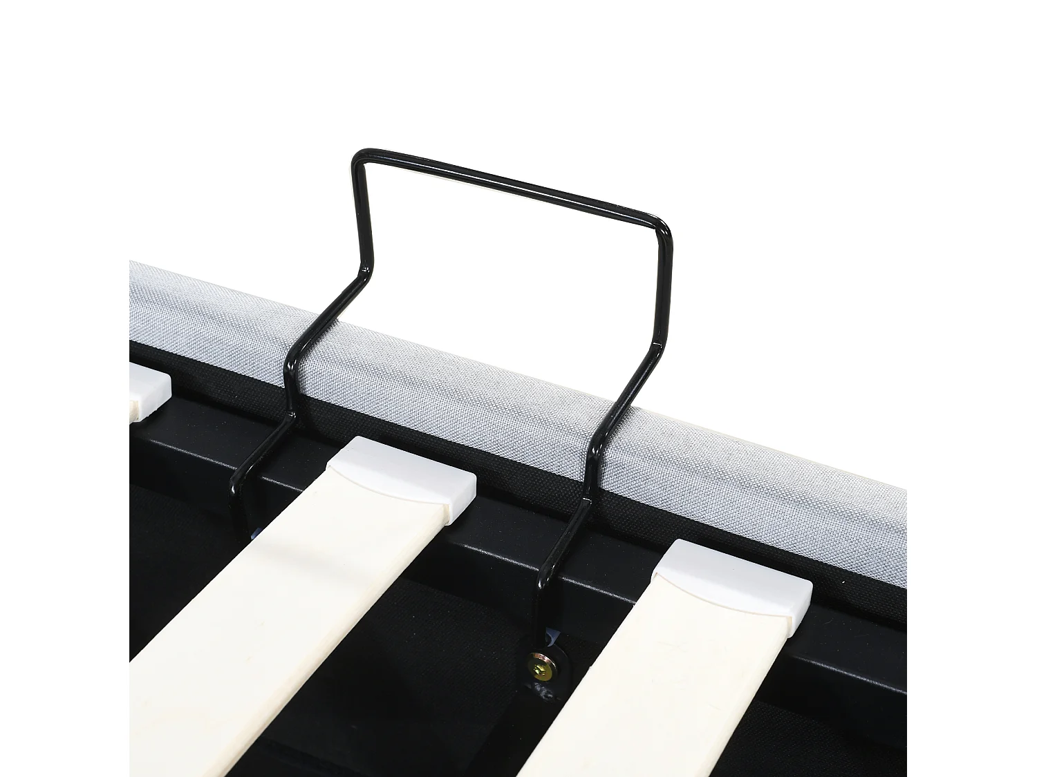 Lit coffre 90 x 200 cm - Lin gris - Lit enfant avec tête de lit réglable en hauteur - lattes en bois - sans matelas